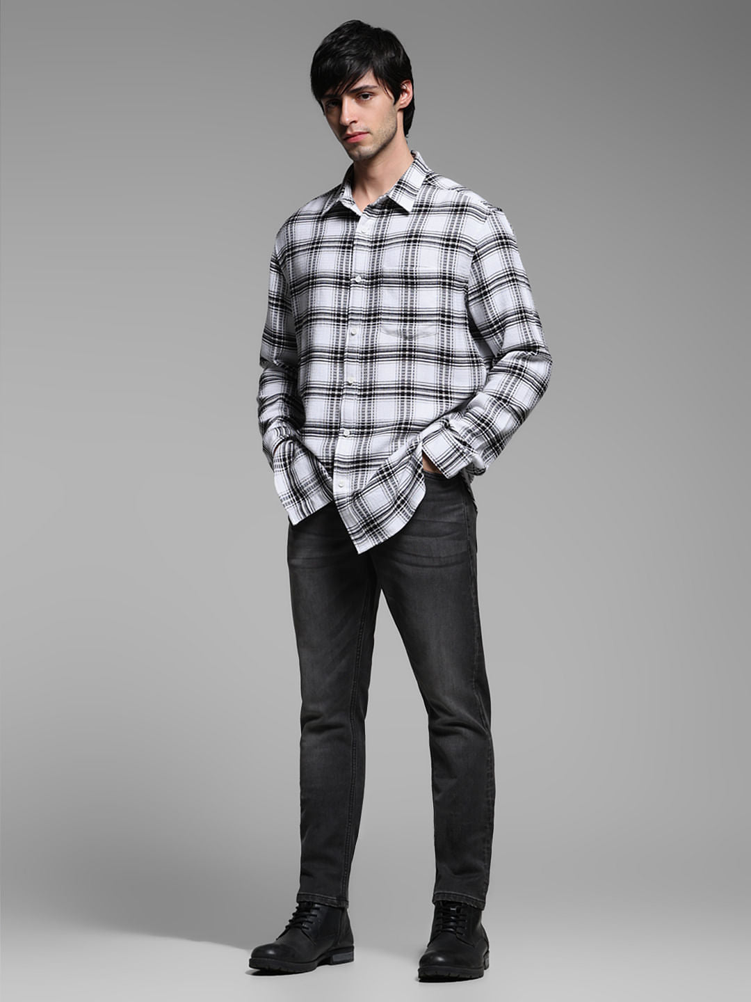 White Check Dobby Cotton Shirt