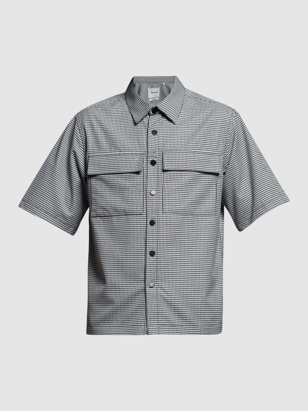 Black Check Cotton Short Sleeves Shirt
