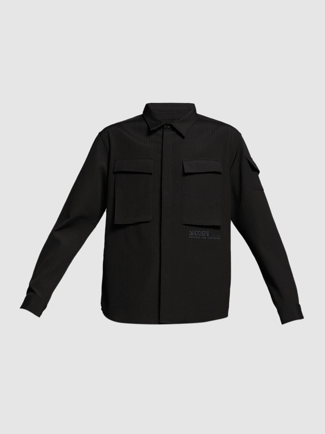 【LOHEN】BIG PATCH POCKET SHIRT Black Patch Pocket Oversized Shirt