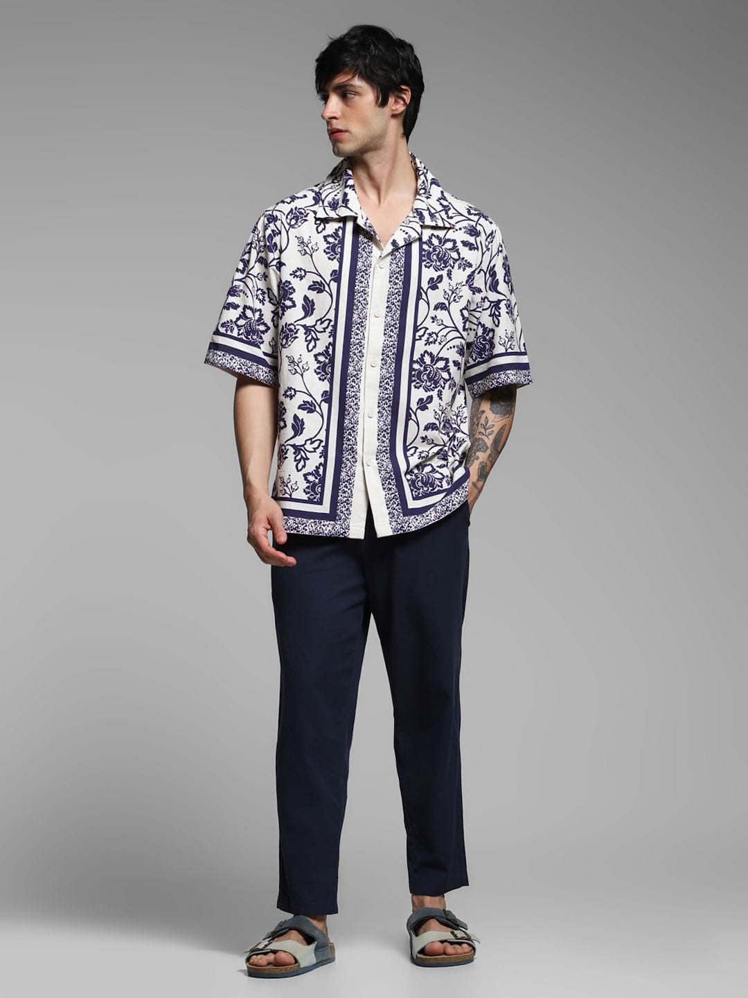 Blue Floral Oversized Shirt
