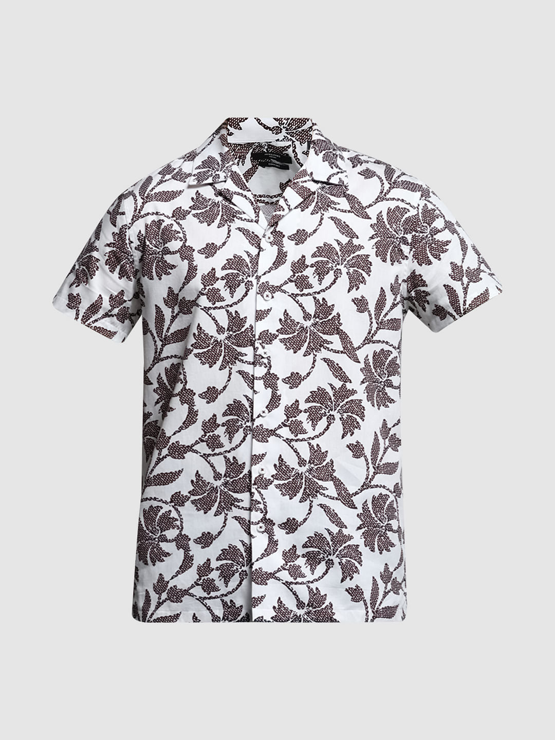 White Printed Short Sleeves Shirt