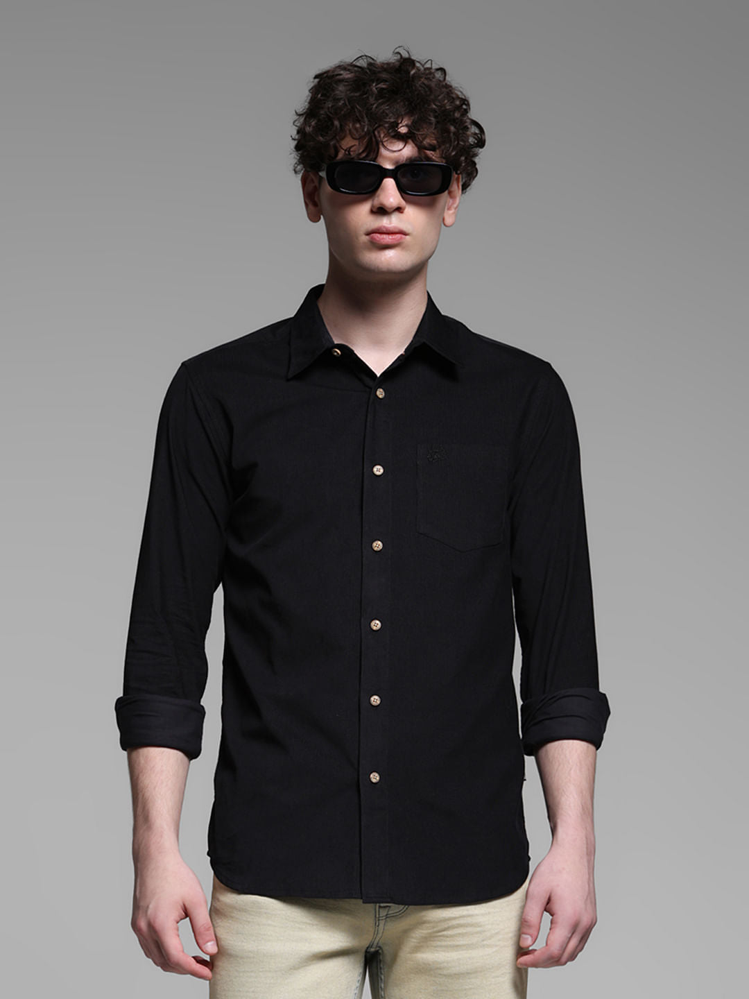 Black Full Sleeves Shirt - S