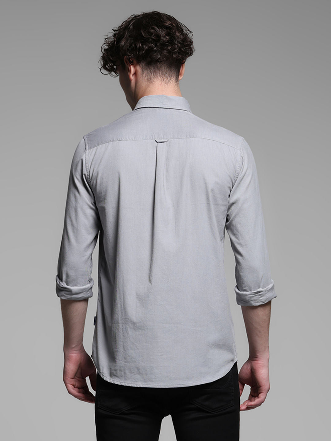 Grey Cotton Full Sleeves Shirt