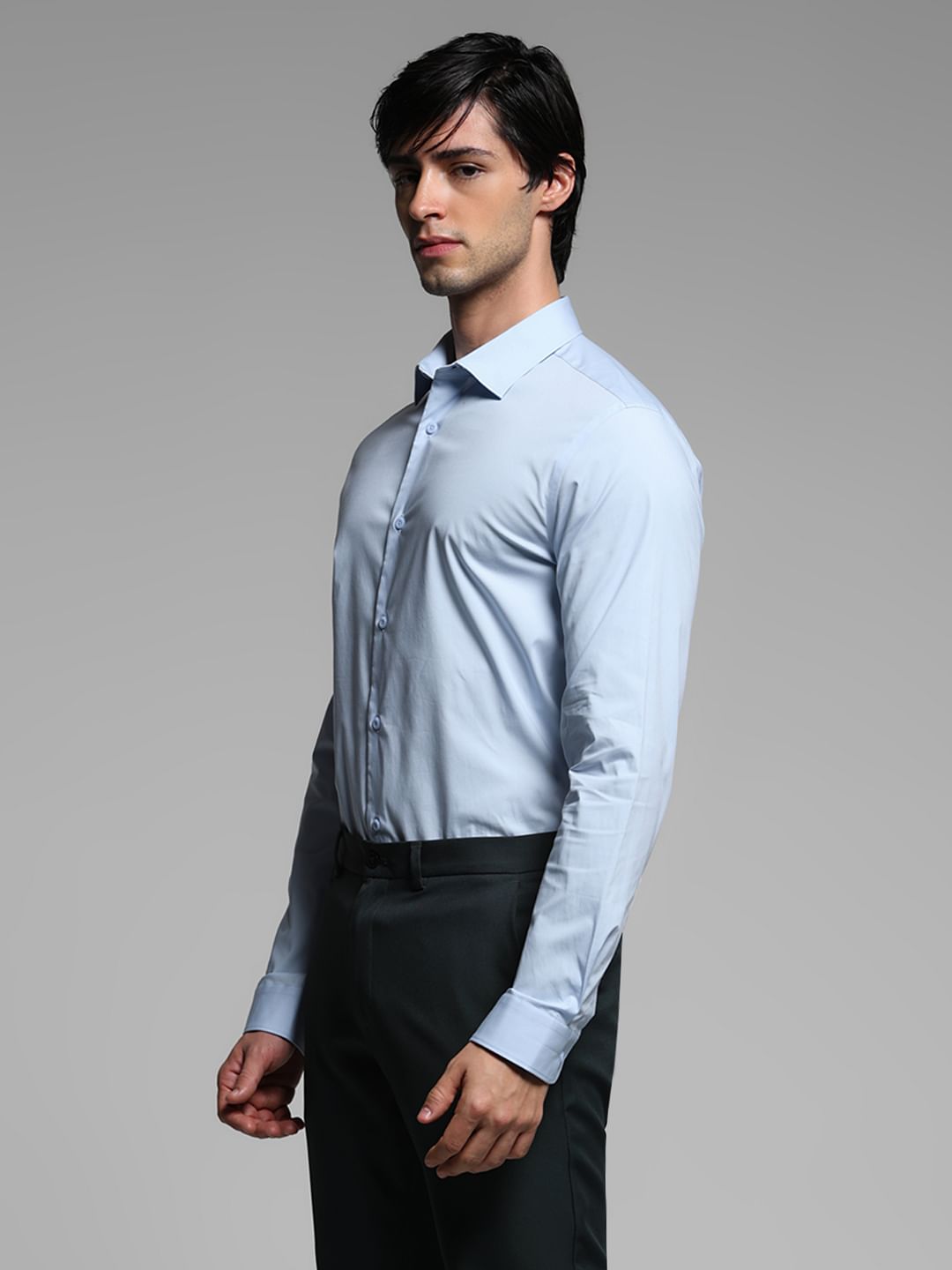Sky Blue Cotton Full Sleeves Shirt