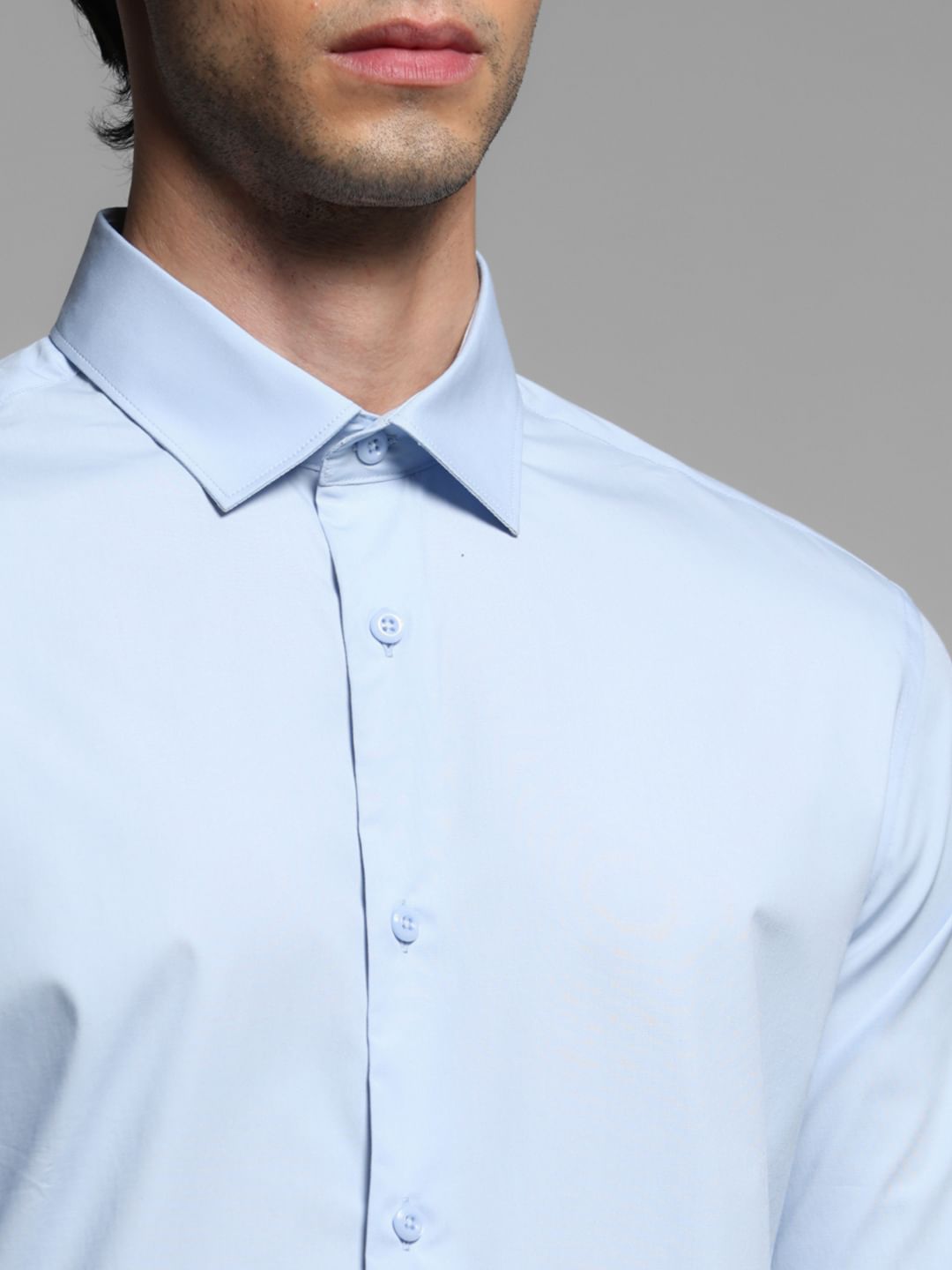 Sky Blue Cotton Full Sleeves Shirt