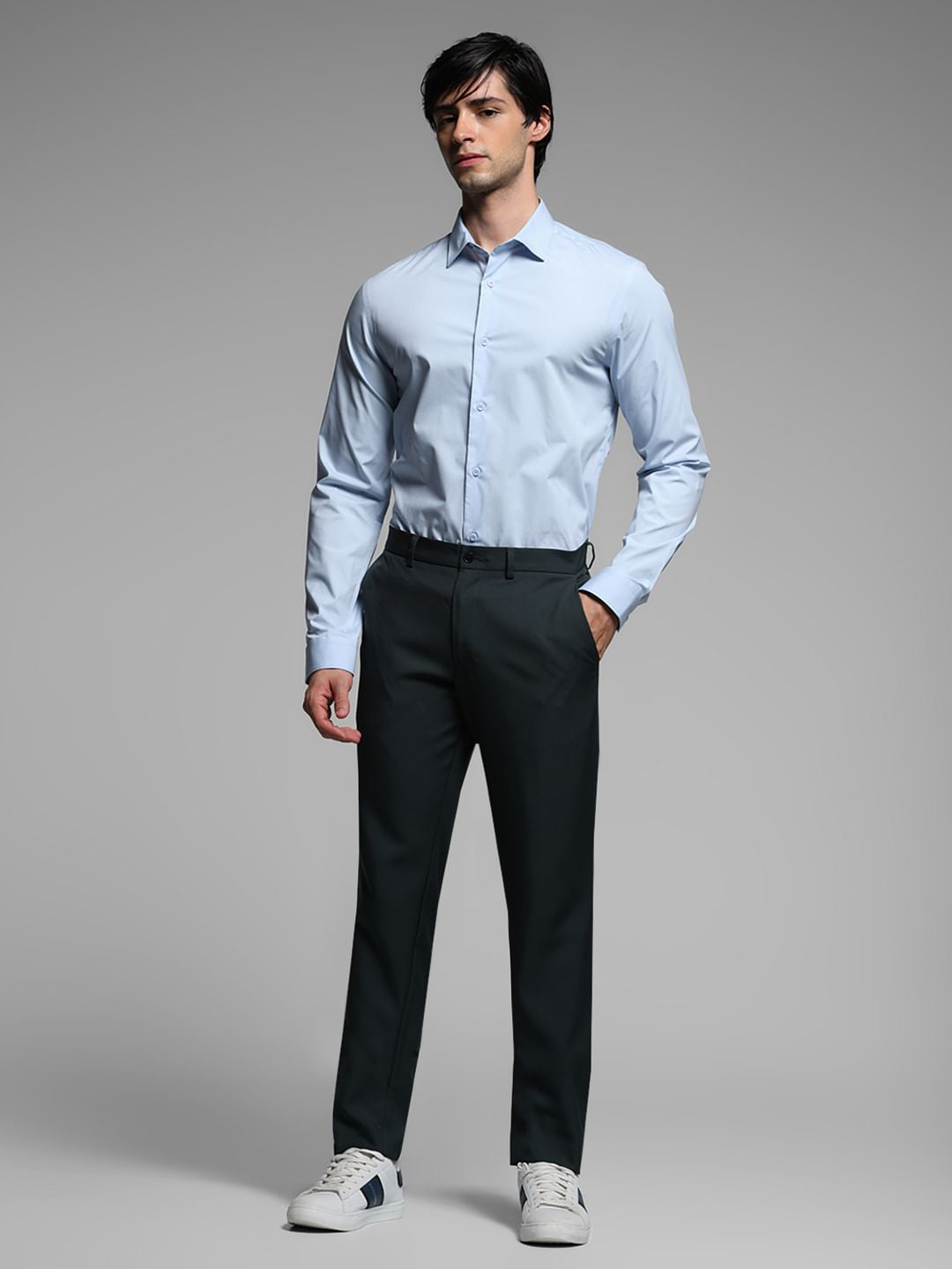 Sky Blue Cotton Full Sleeves Shirt