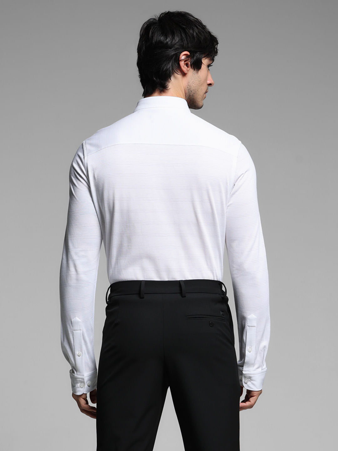 White Knitted Dobby Cotton Shirt