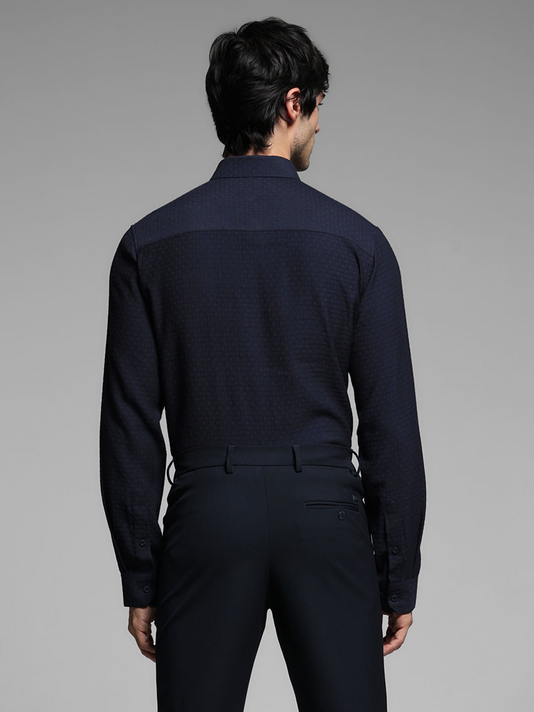 Blue Printed Dobby Viscose Shirt