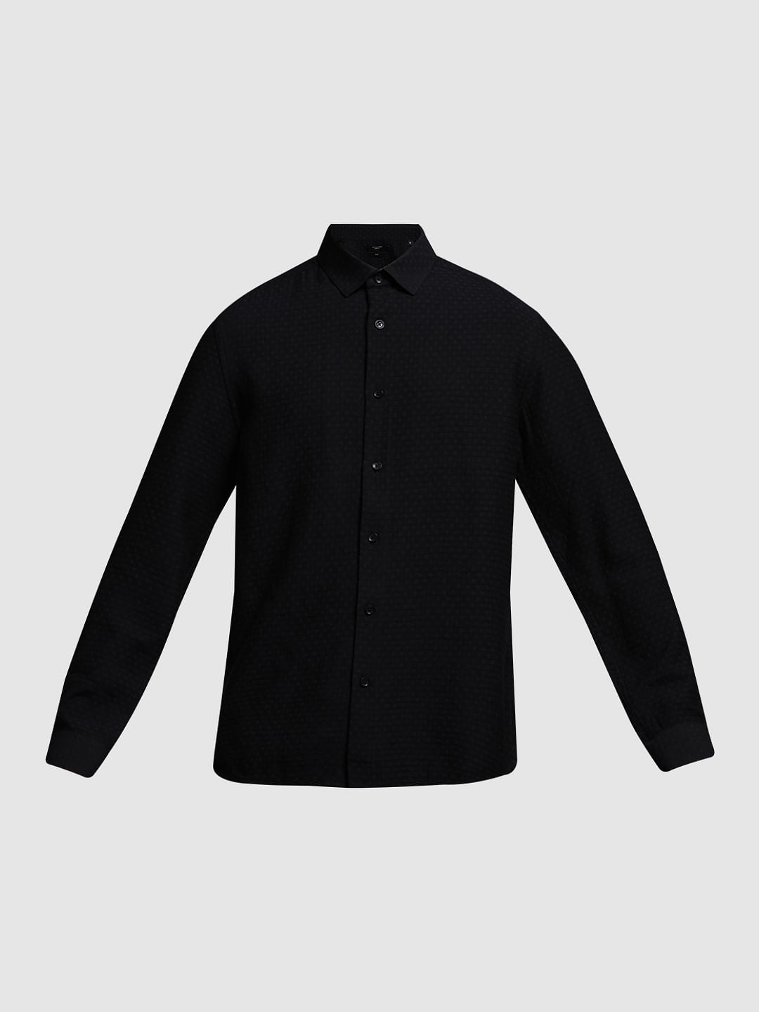 Black Dobby Full Sleeves Shirt