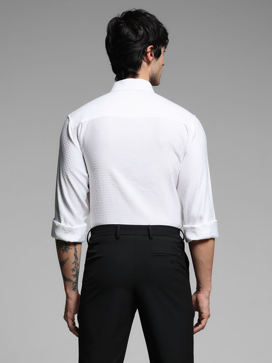 White Printed Dobby Viscose Shirt