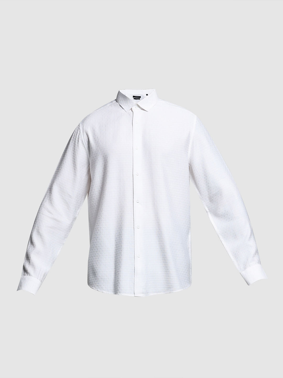 White Printed Dobby Viscose Shirt