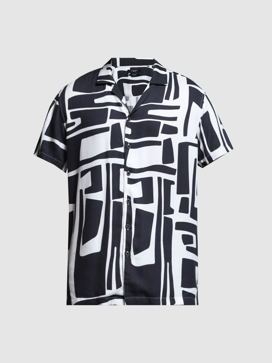 Blue Abstract Print Short Sleeves Shirt