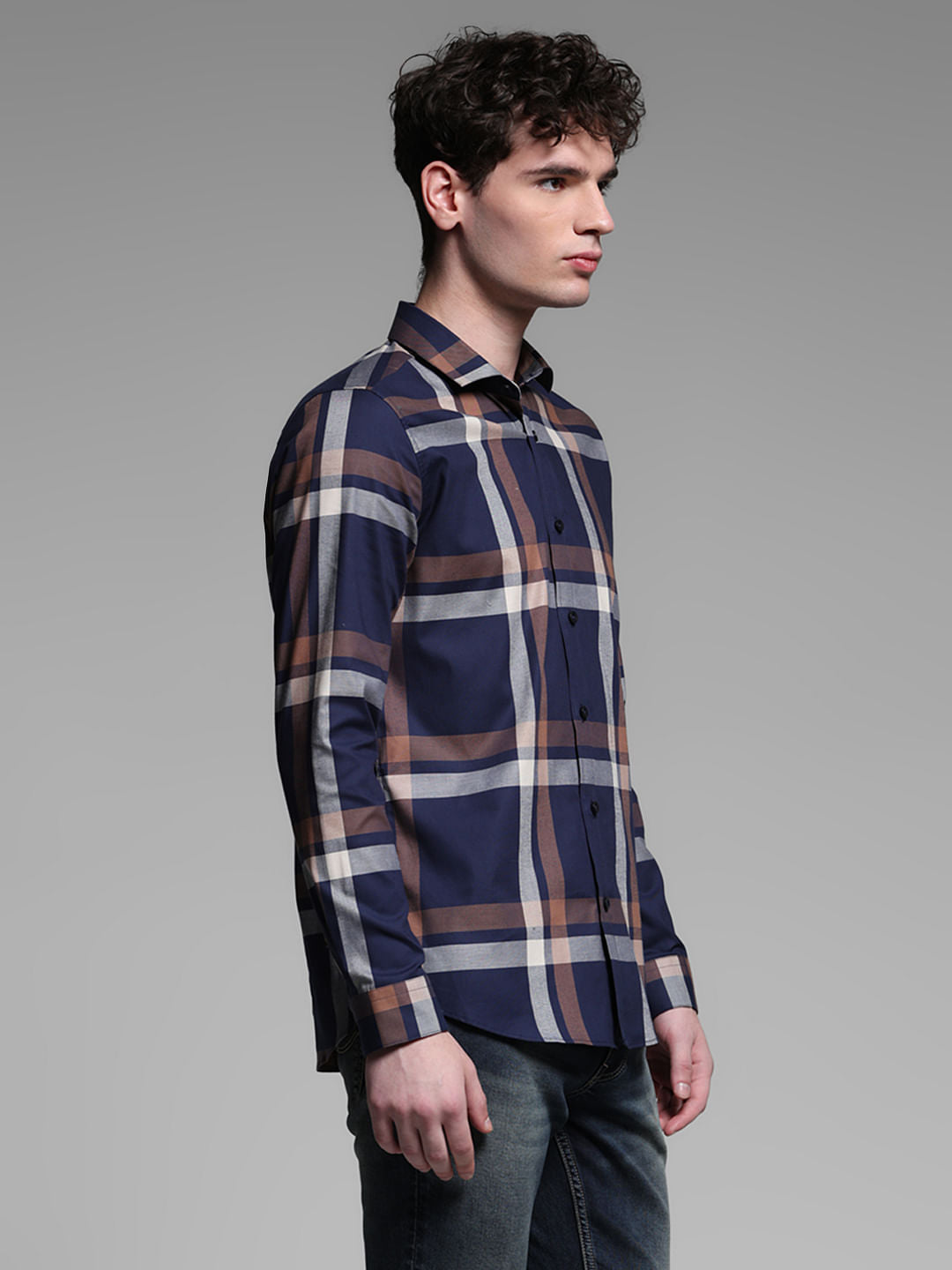 BLUE DOBBY CHECK SHIRT