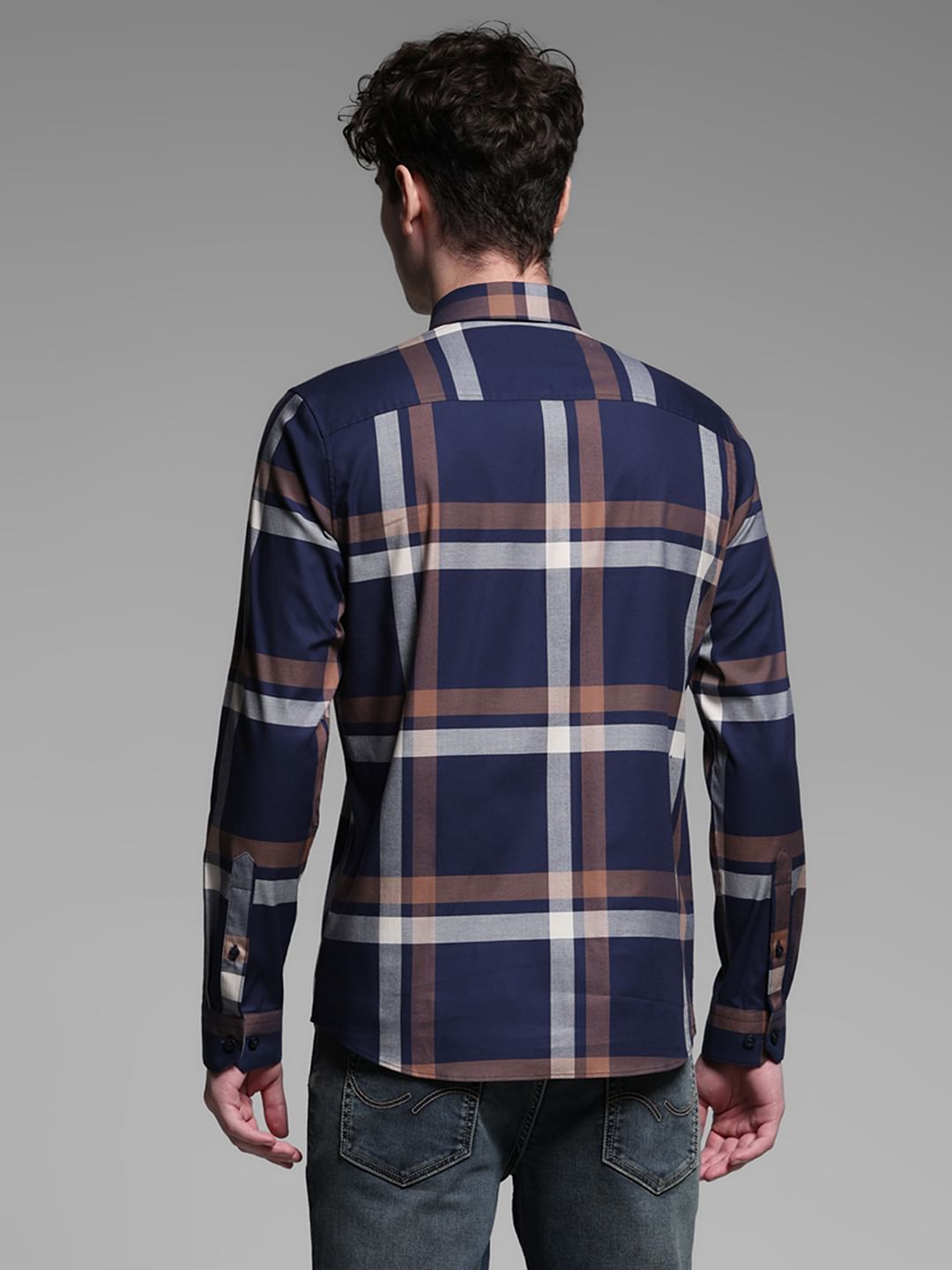 BLUE DOBBY CHECK SHIRT