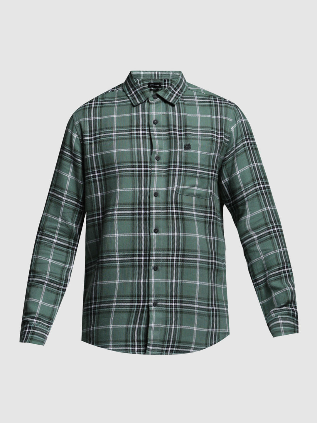 Green Check Cotton Full Sleeves Shirt