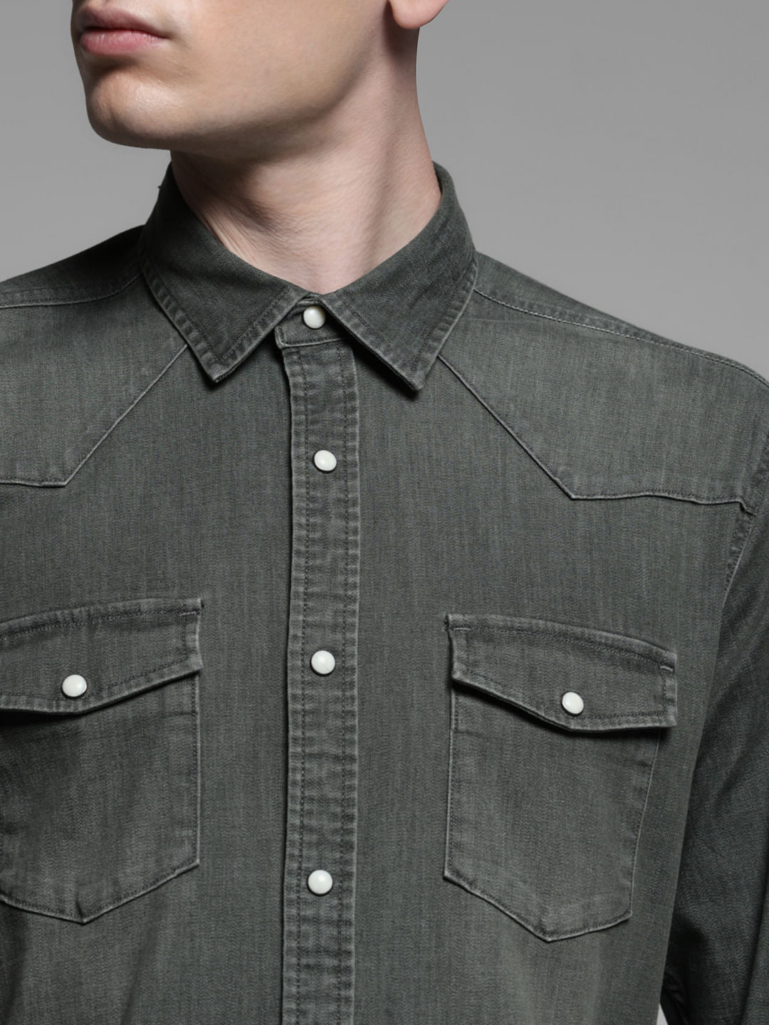 GREEN FADED FULL SLEEVES SHIRT