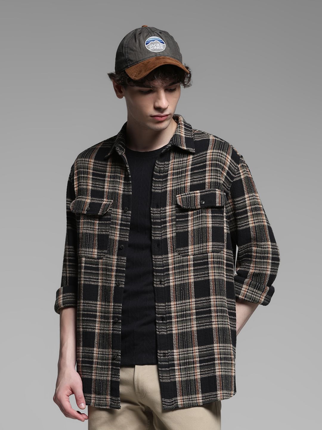 Dark Green Check Cotton Shirt - S
