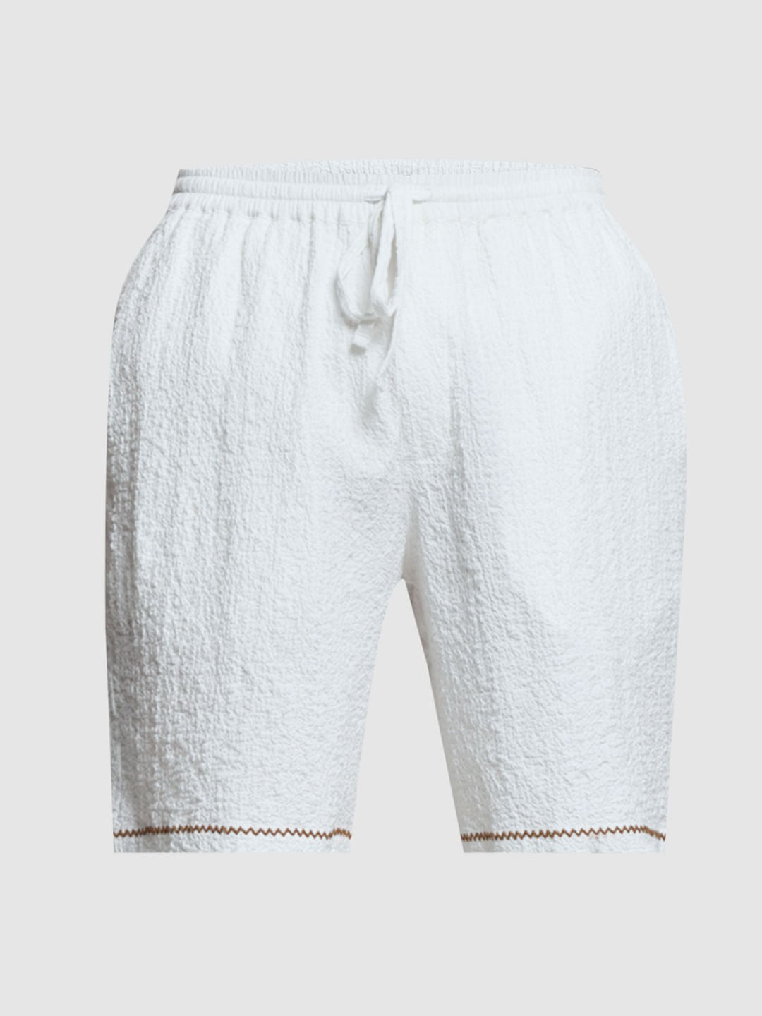 White Embroidered Co-ord Set Shorts