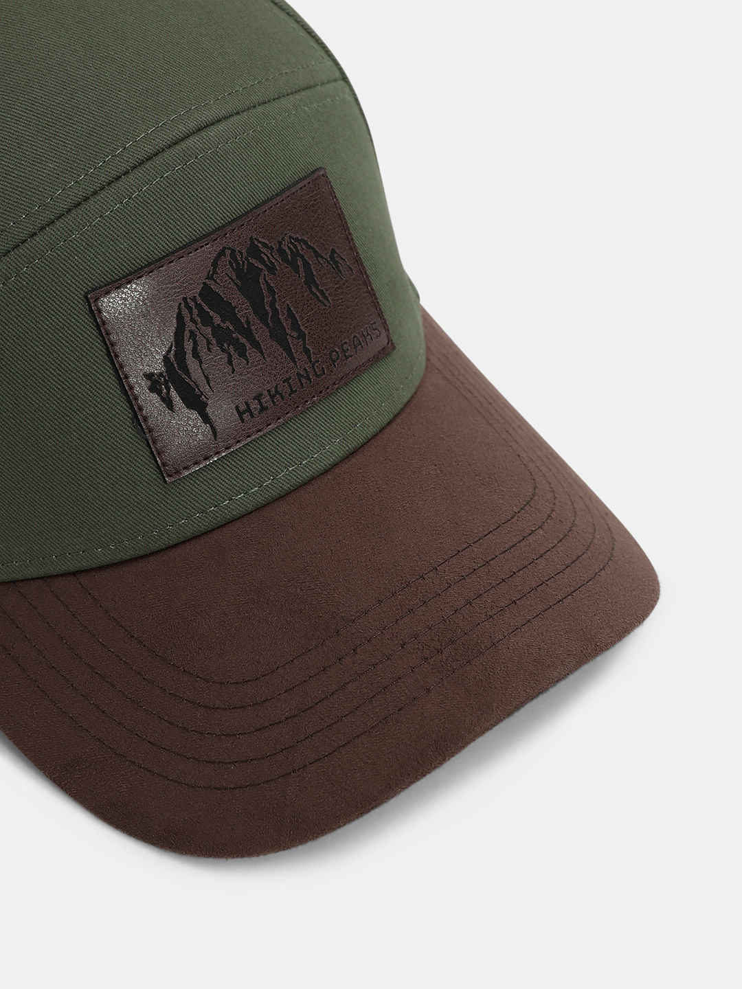 Green Colourblocked Cotton Cap