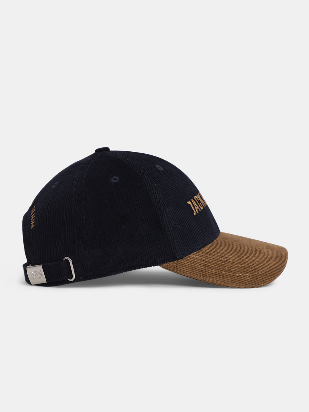 Navy Blue Logo Print Suede Baseball Cap