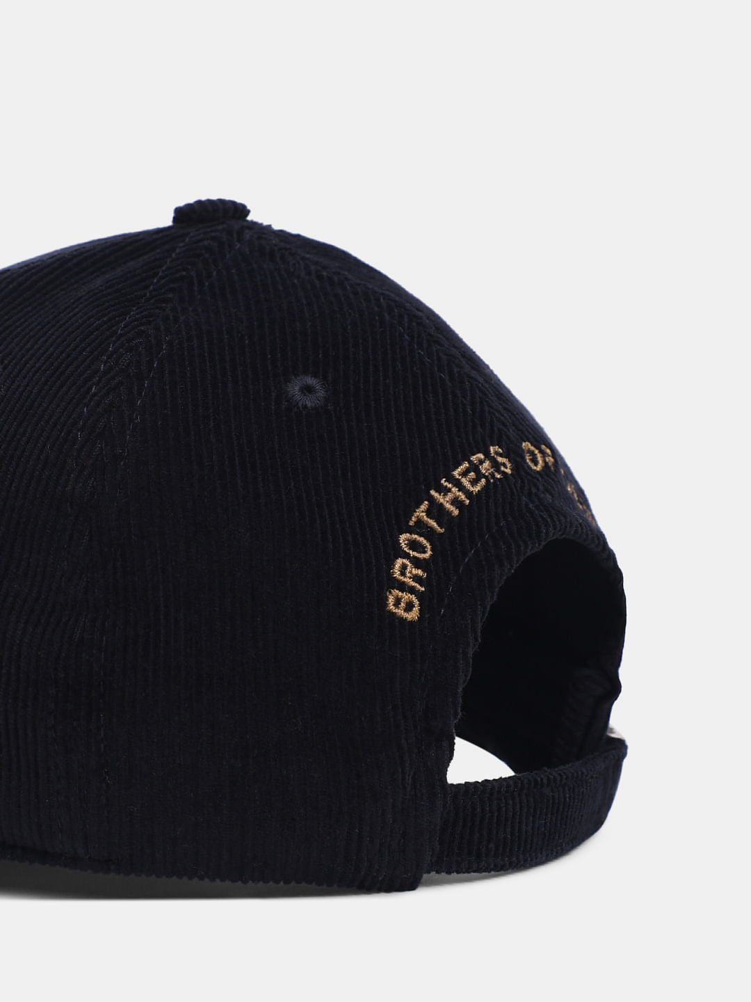 Navy Blue Logo Print Suede Baseball Cap