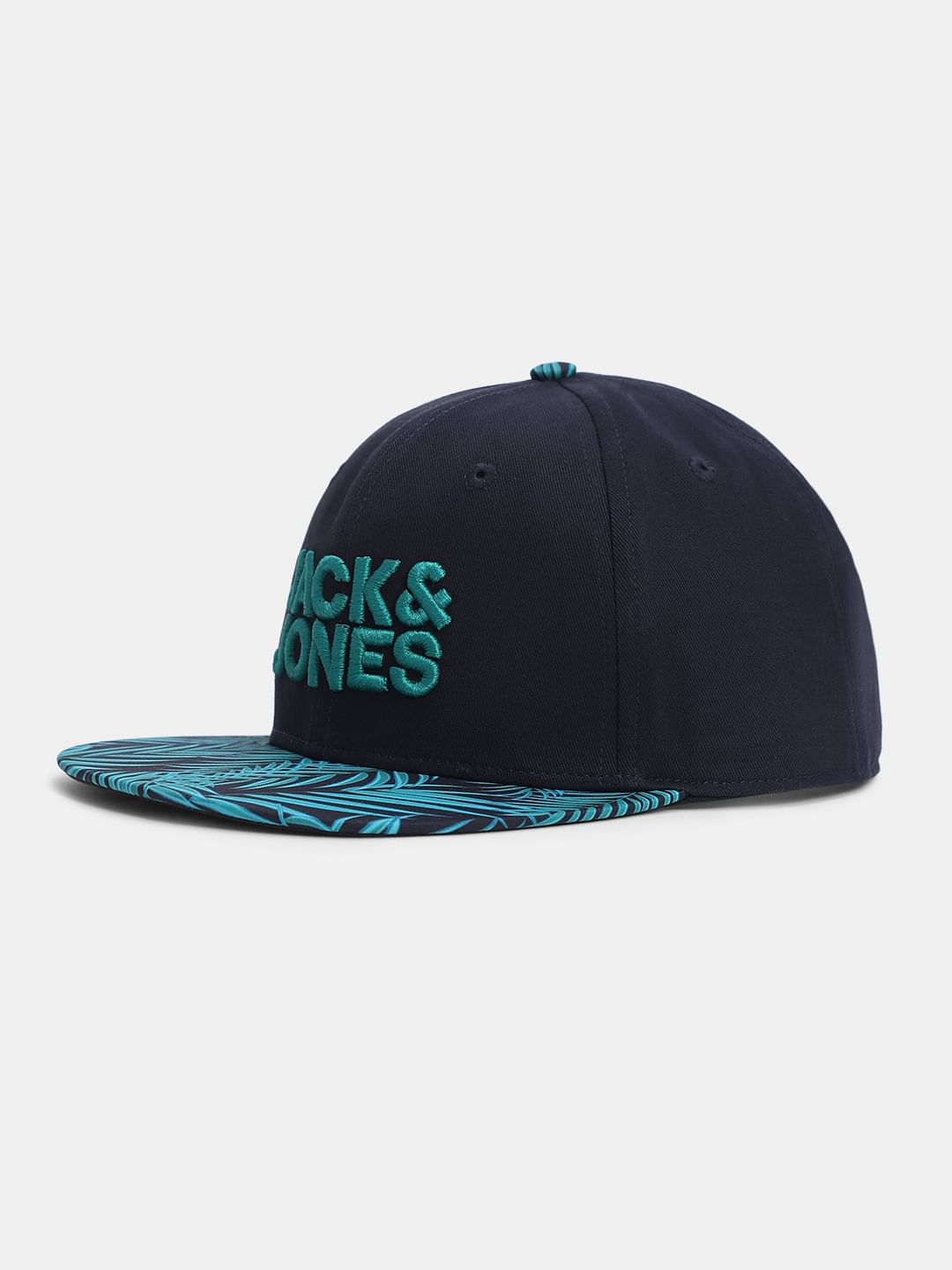 Navy Blue Tropical Print Cotton Cap