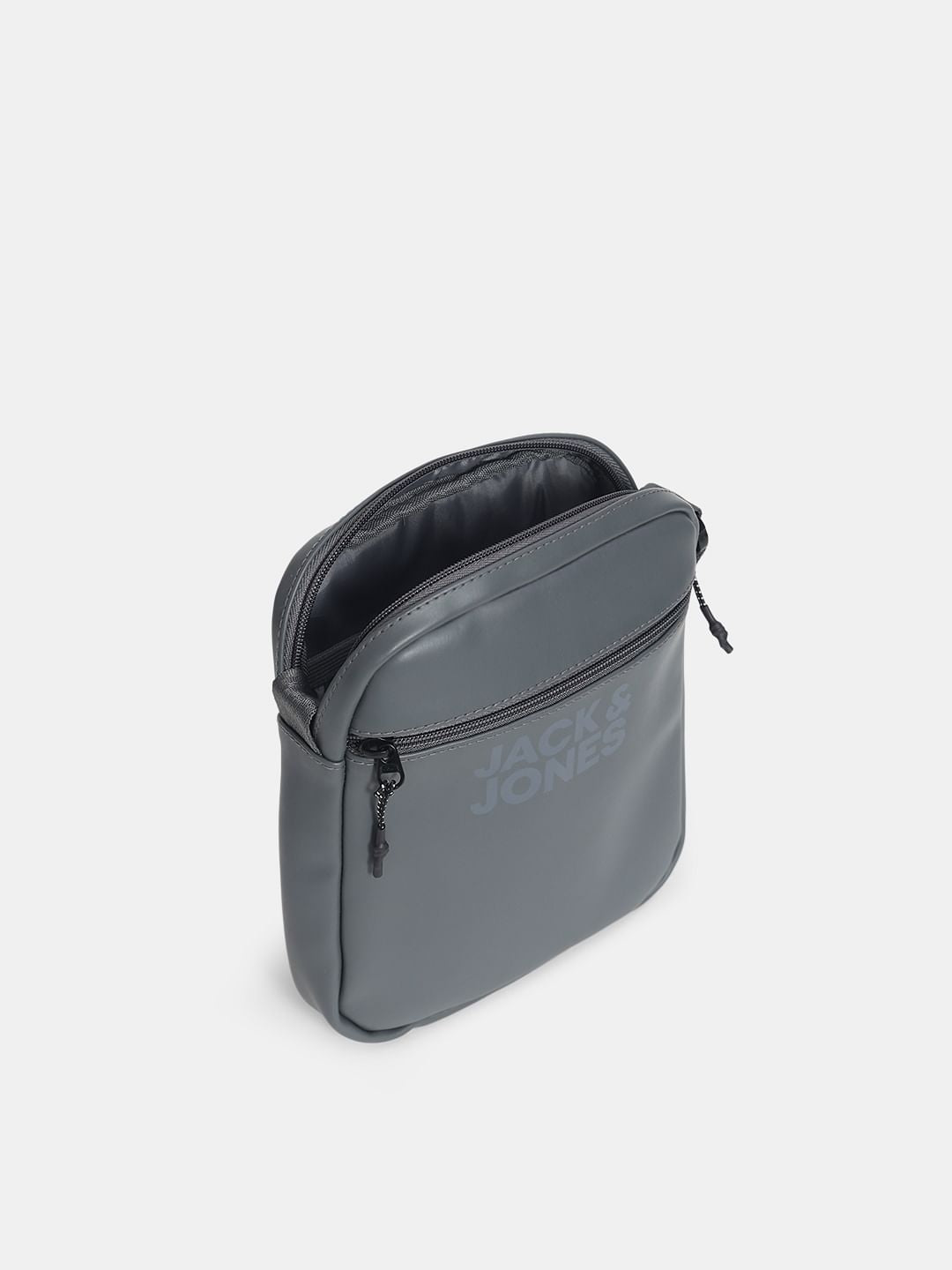 Grey Logo Print Sling Bag