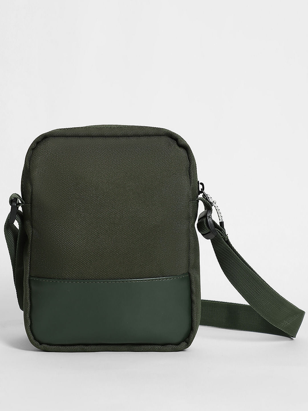Green Logo Print Sling Bag