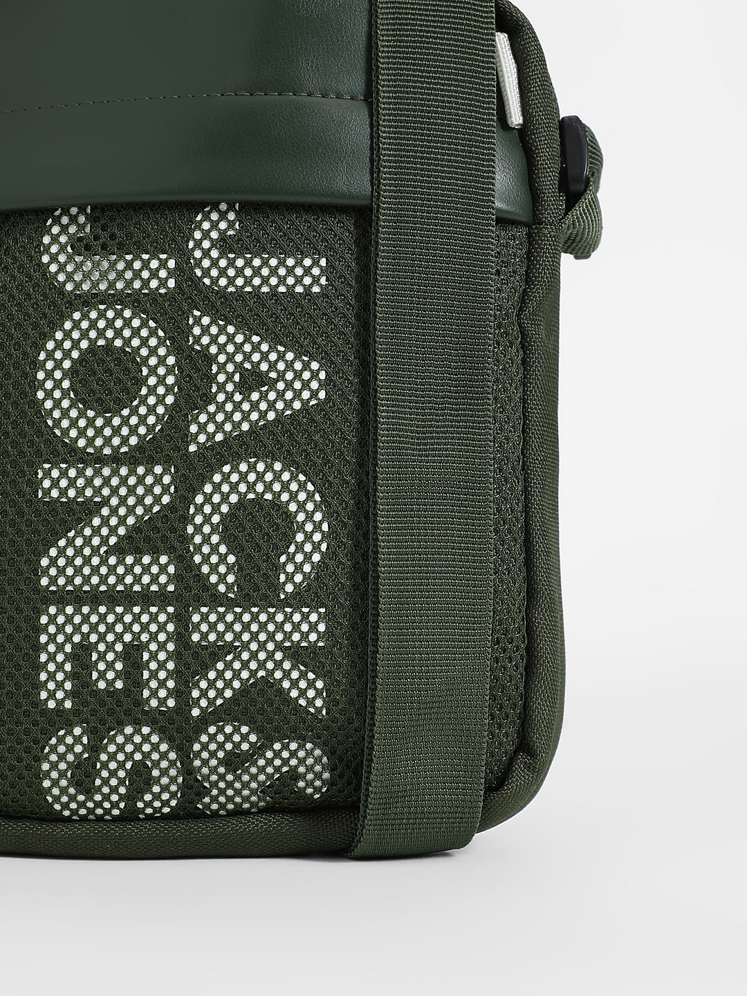 Green Logo Print Sling Bag