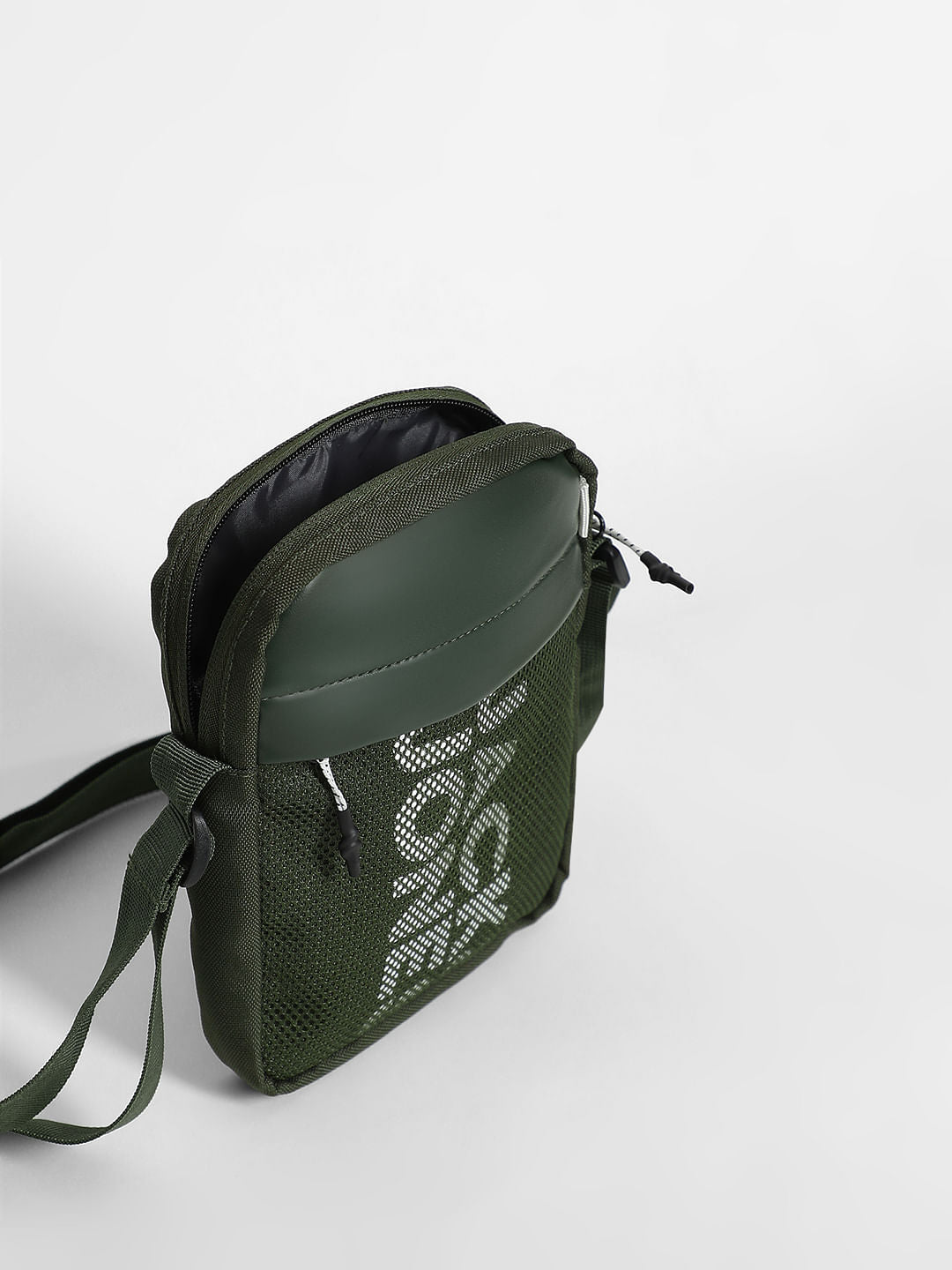 Green Logo Print Sling Bag