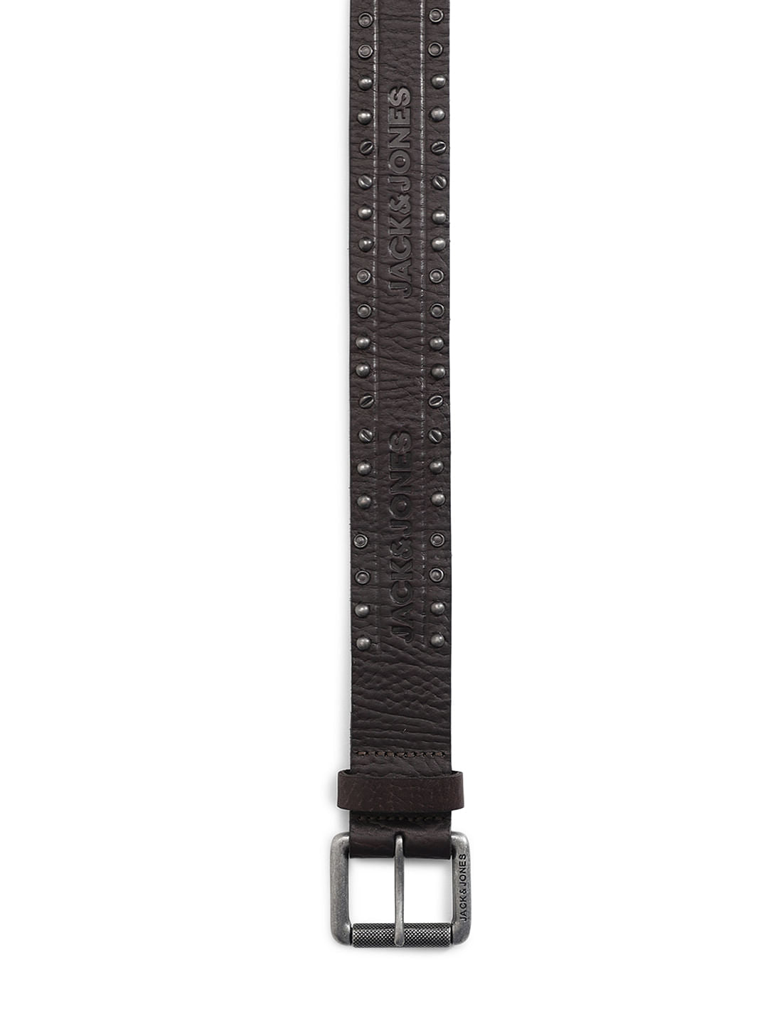 Dark Brown Studded Leather Belt