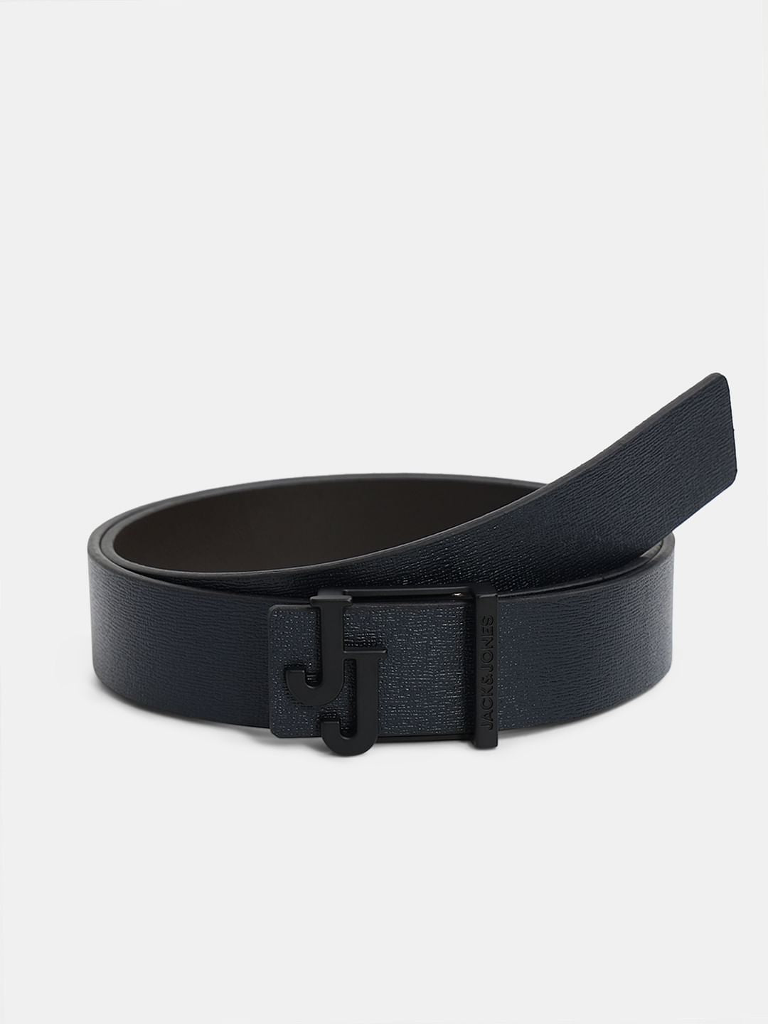 Navy Blue Reversible Leather Belt - 85 cm