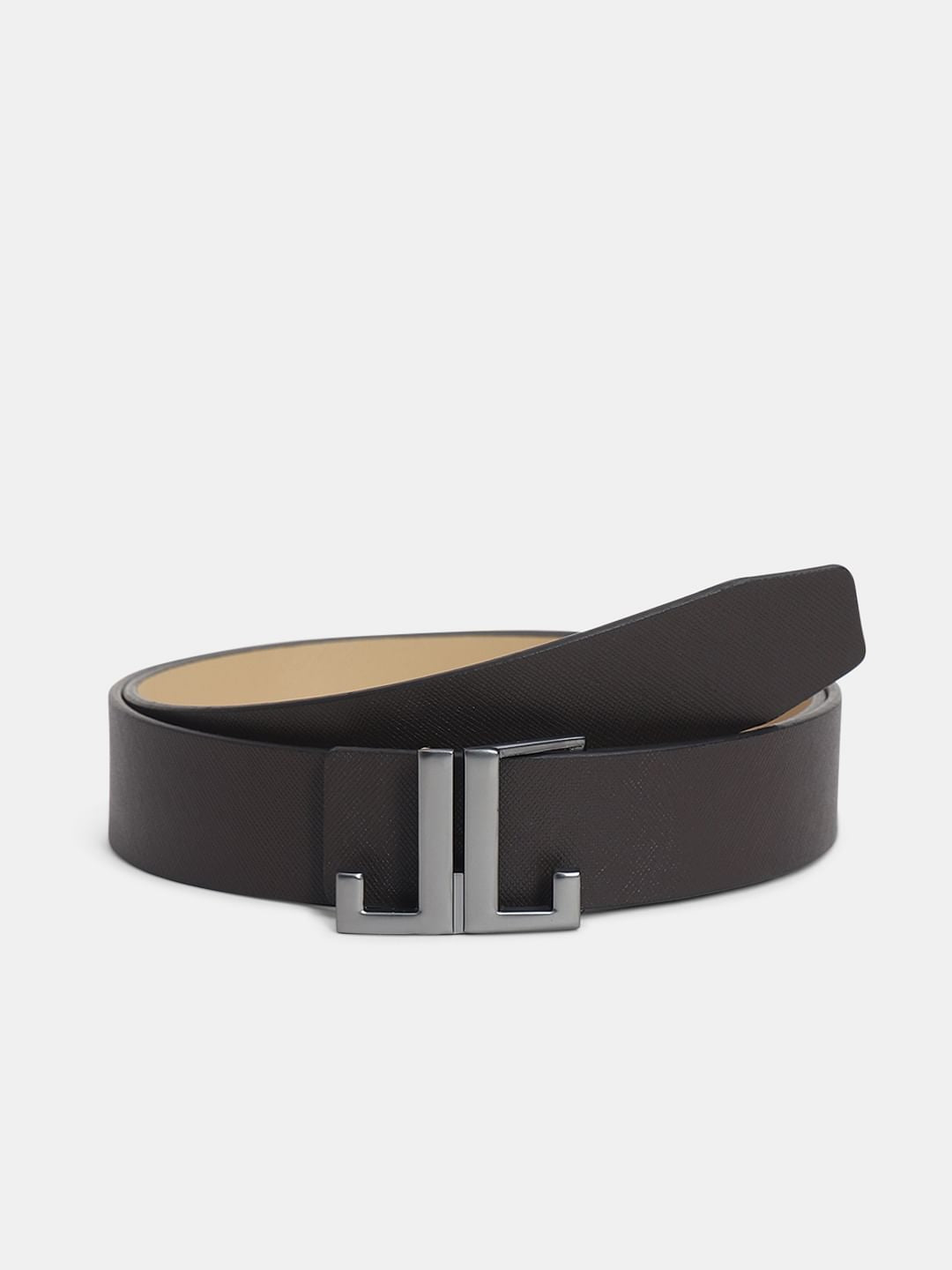 Beige Premium Reversible Leather Belt - 85 cm