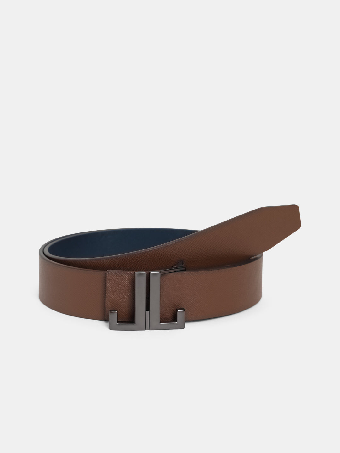 Reversible Leather Belt - Brown - 85 cm