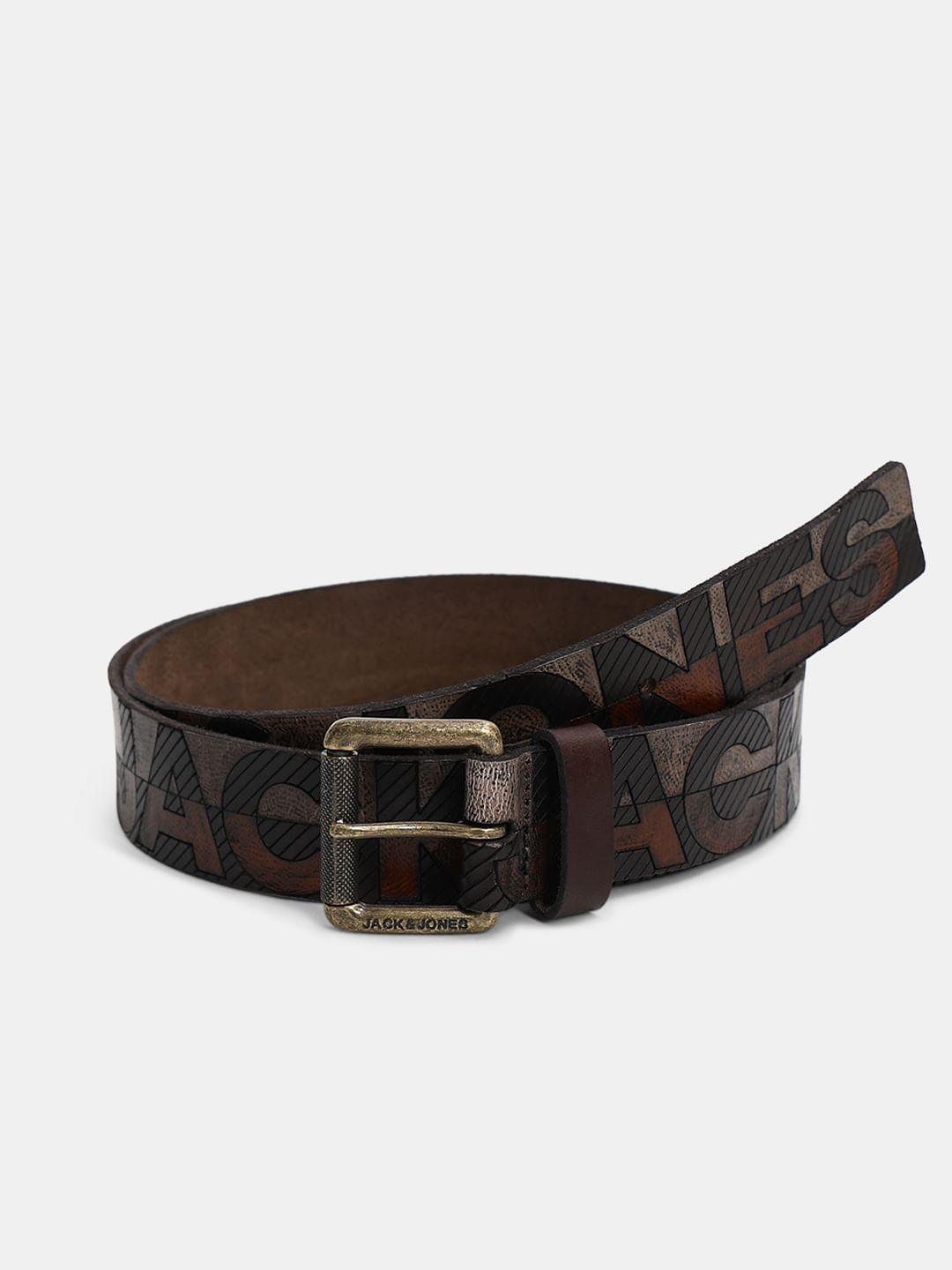 Brown Printed Leather Belt - 85 cm
