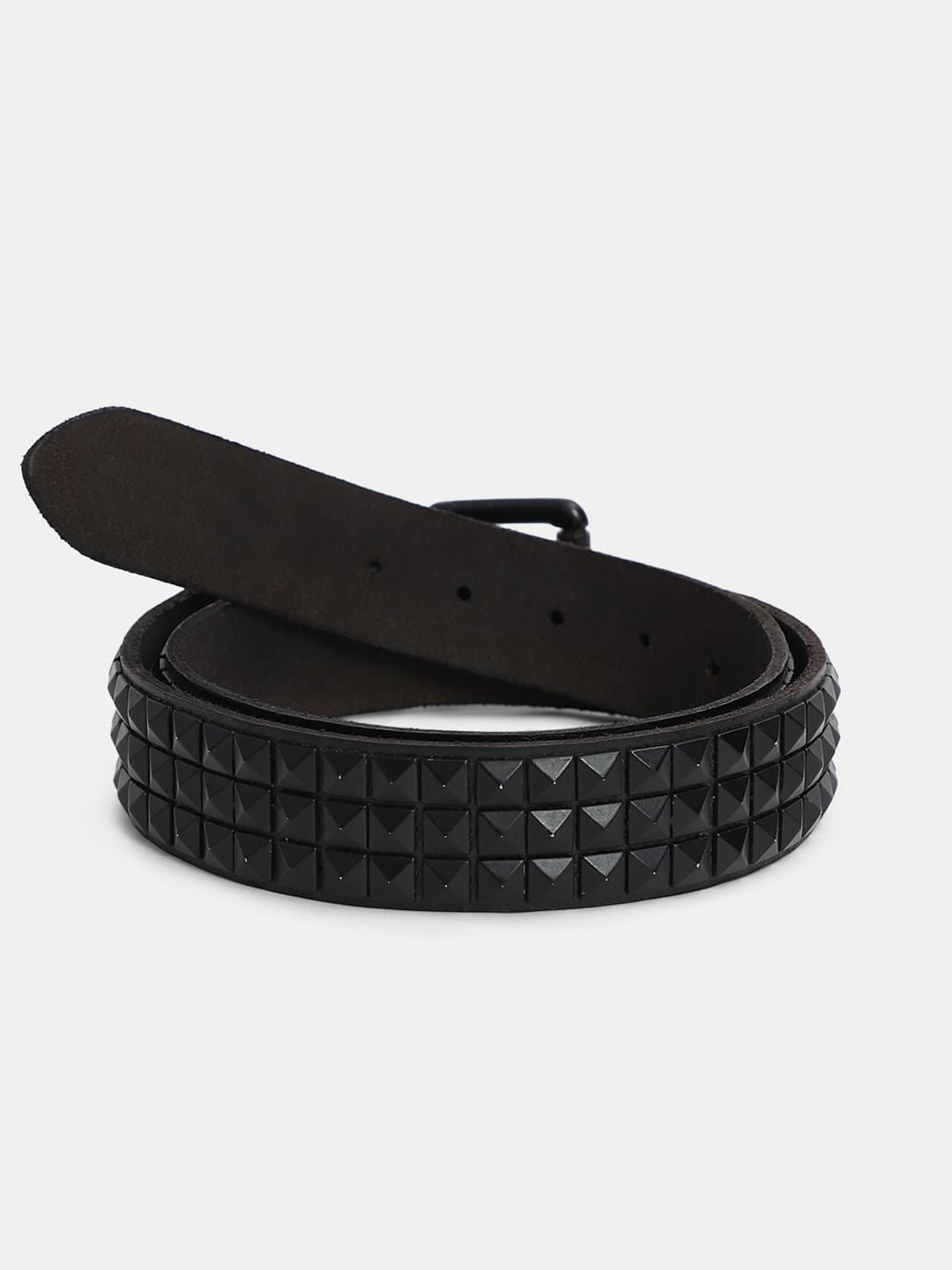 小物 archive studs belt Black Studded Leather Belt