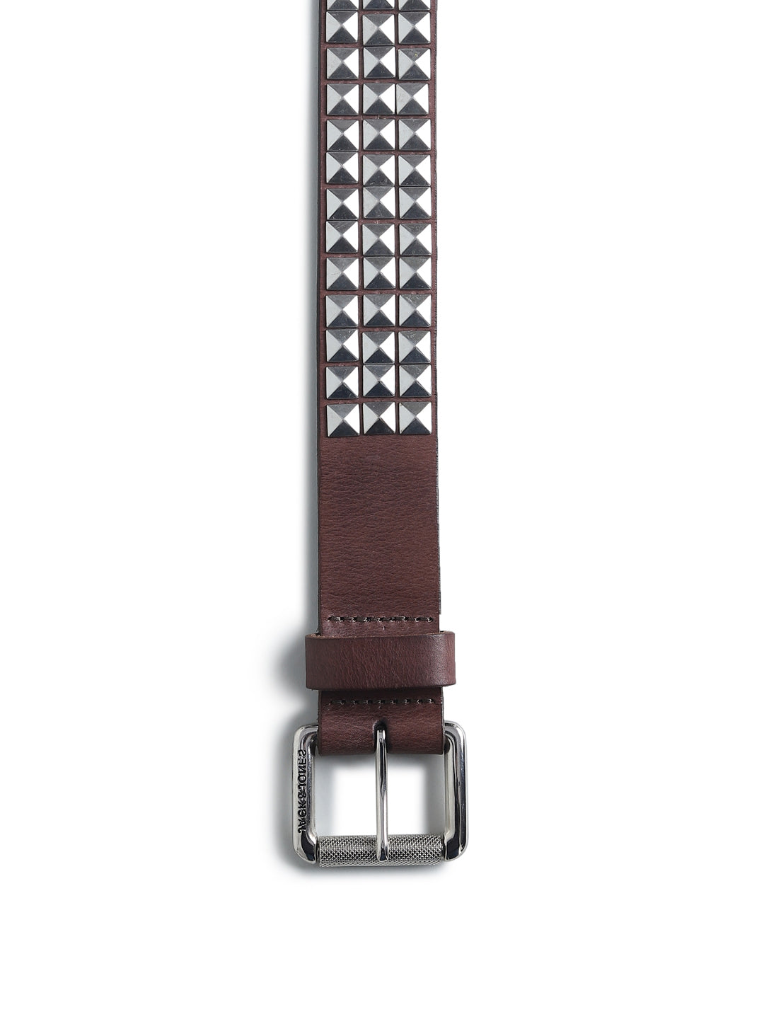 Studded Leather Belt - Dark Brown