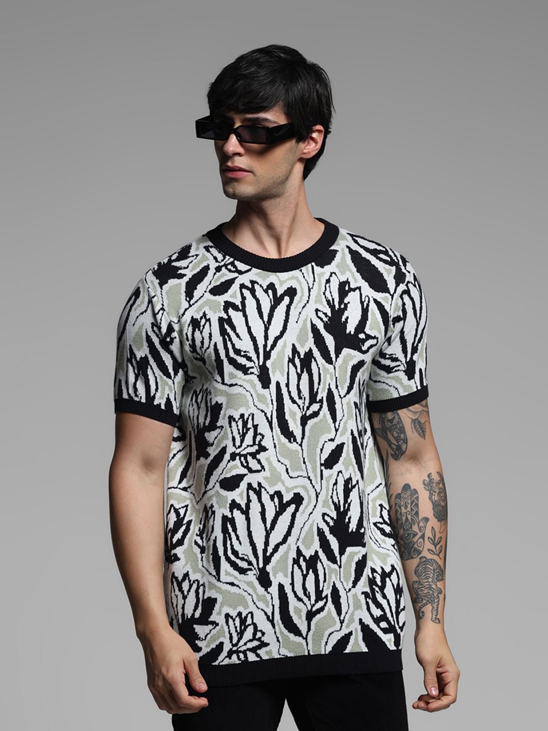 Green Abstract Print Pullover - S