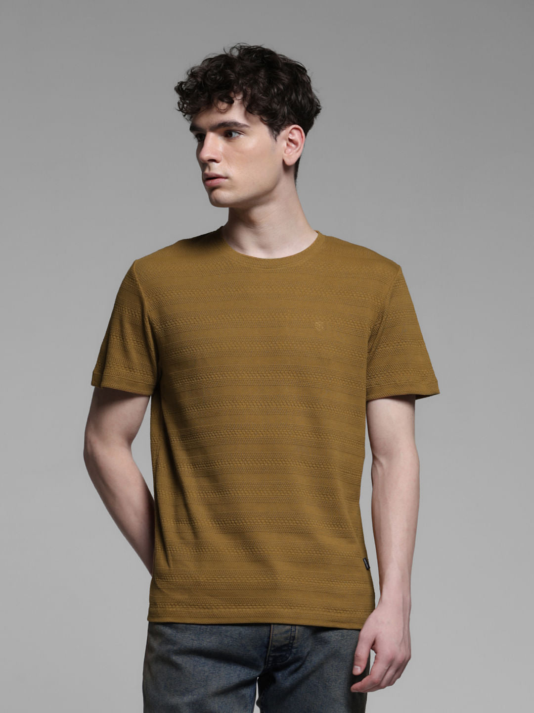 BROWN JACQUARD T-SHIRT
