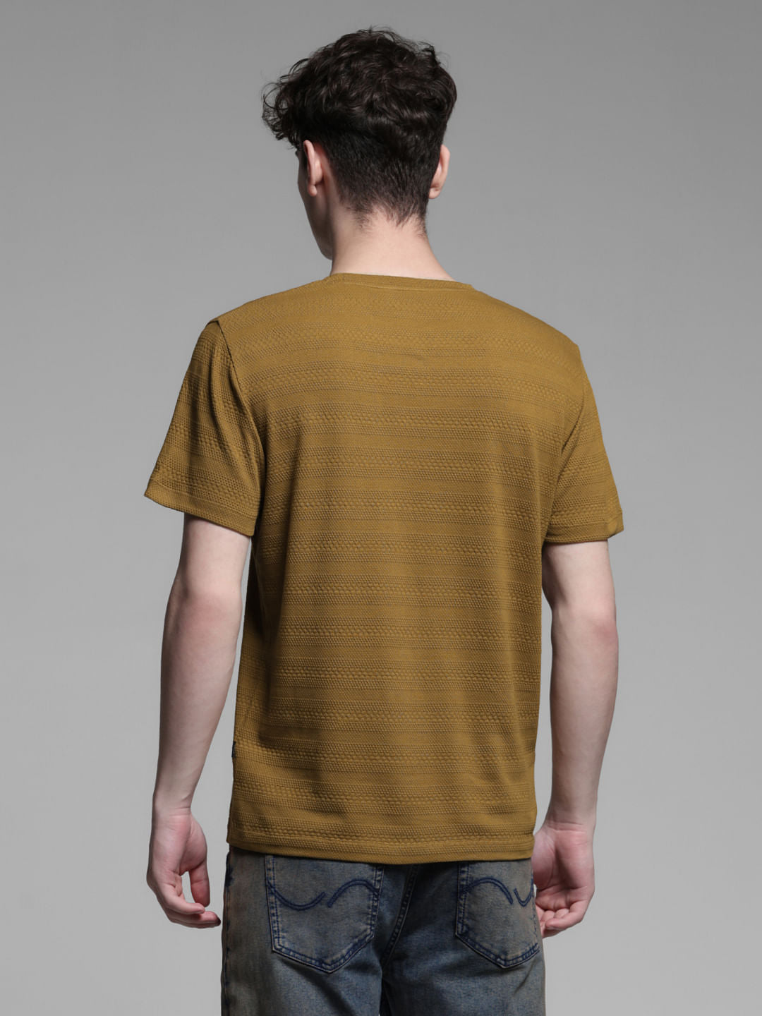 BROWN JACQUARD T-SHIRT