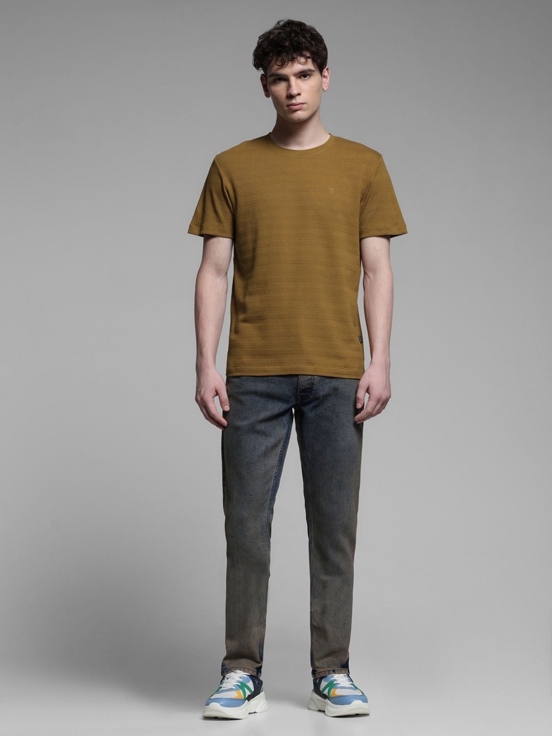 BROWN JACQUARD T-SHIRT