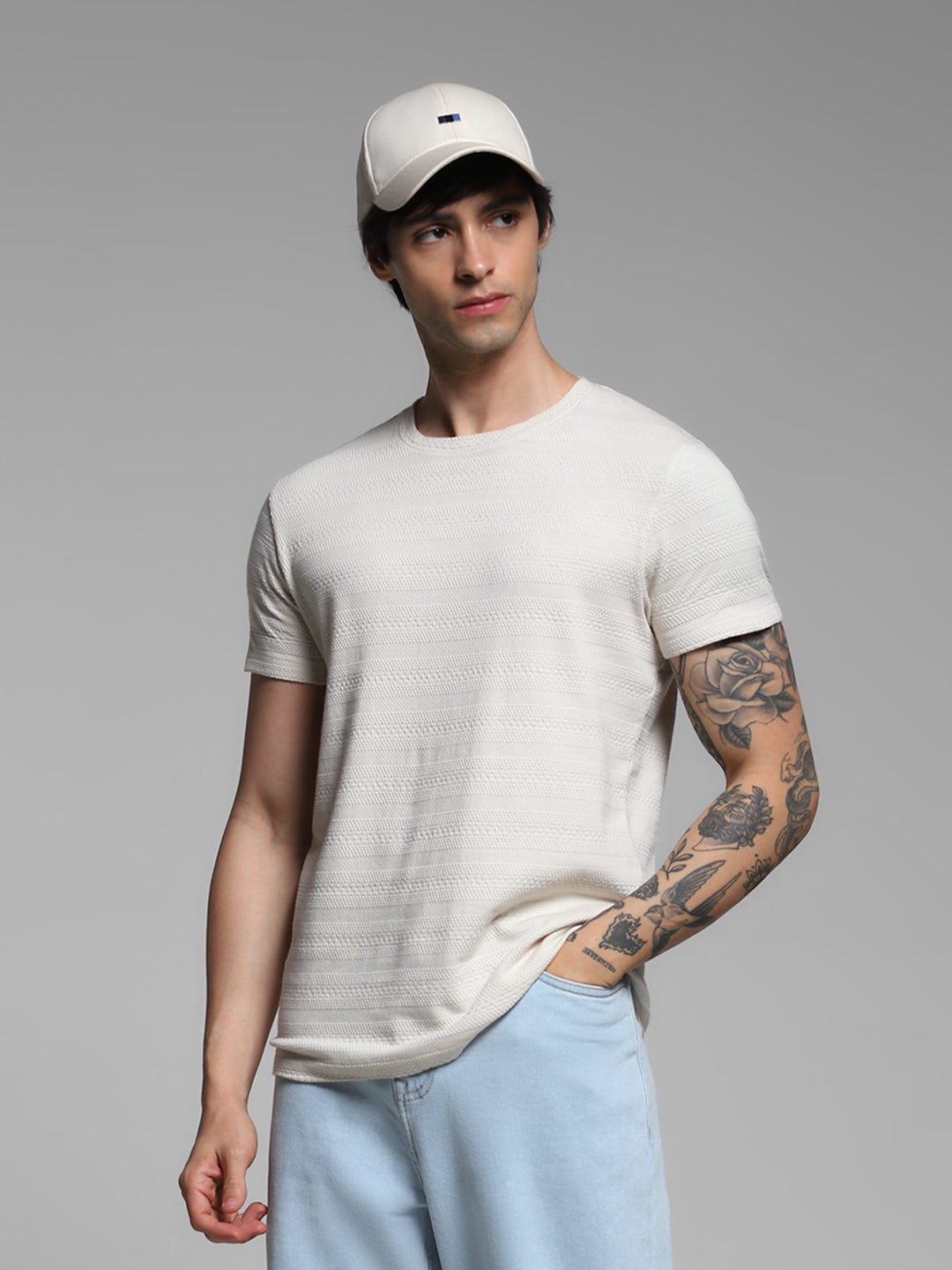 Jacquard Crew Neck T-Shirt - XL