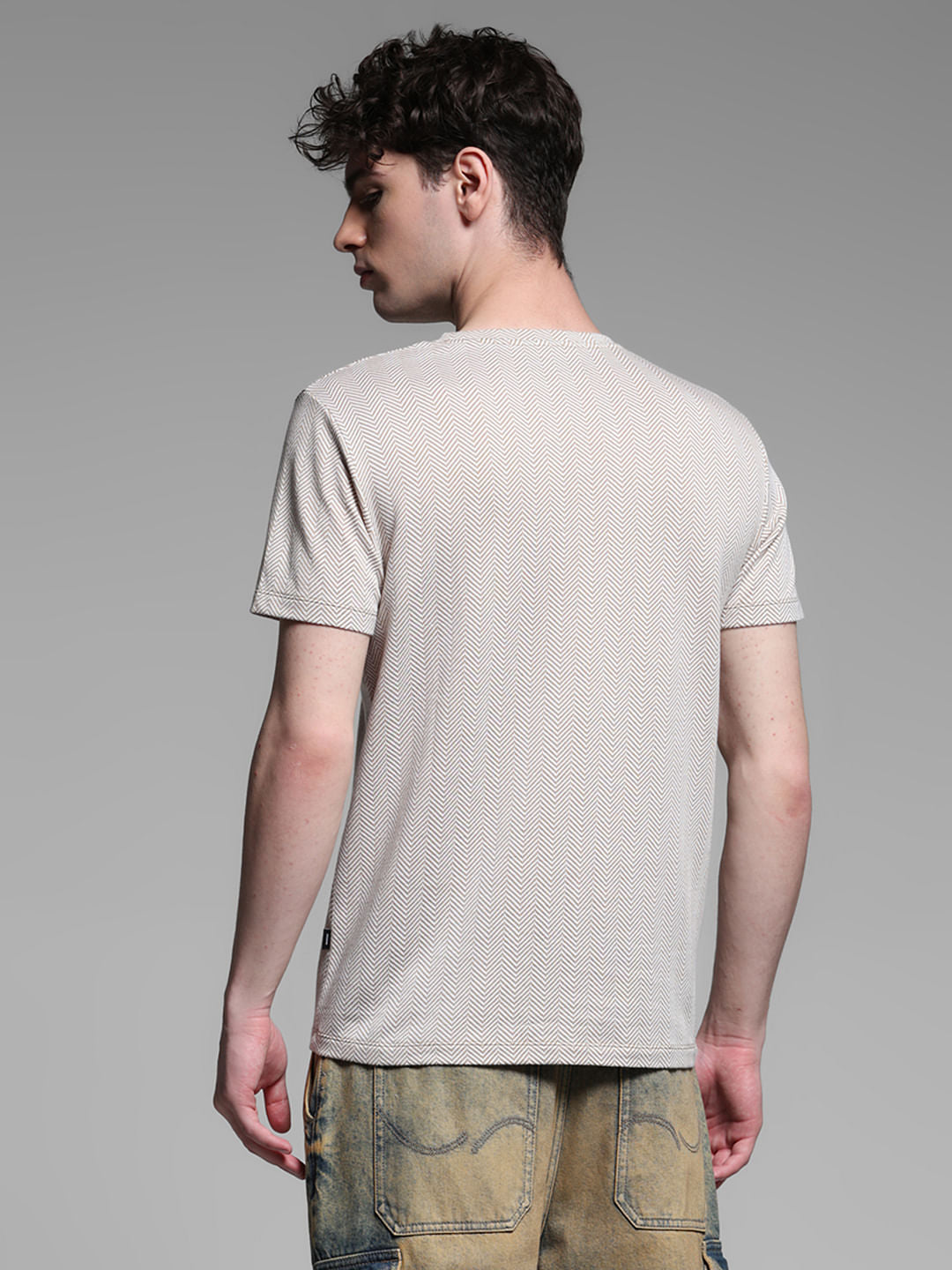 BEIGE PRINTED T-SHIRT