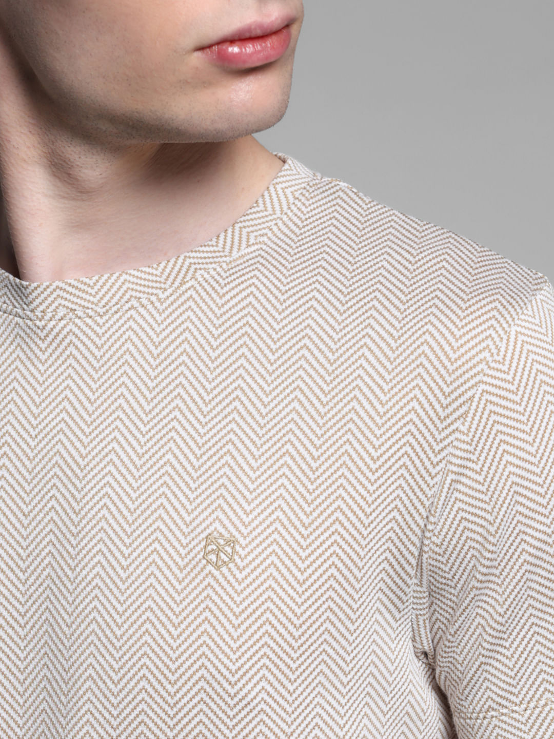 BEIGE PRINTED T-SHIRT