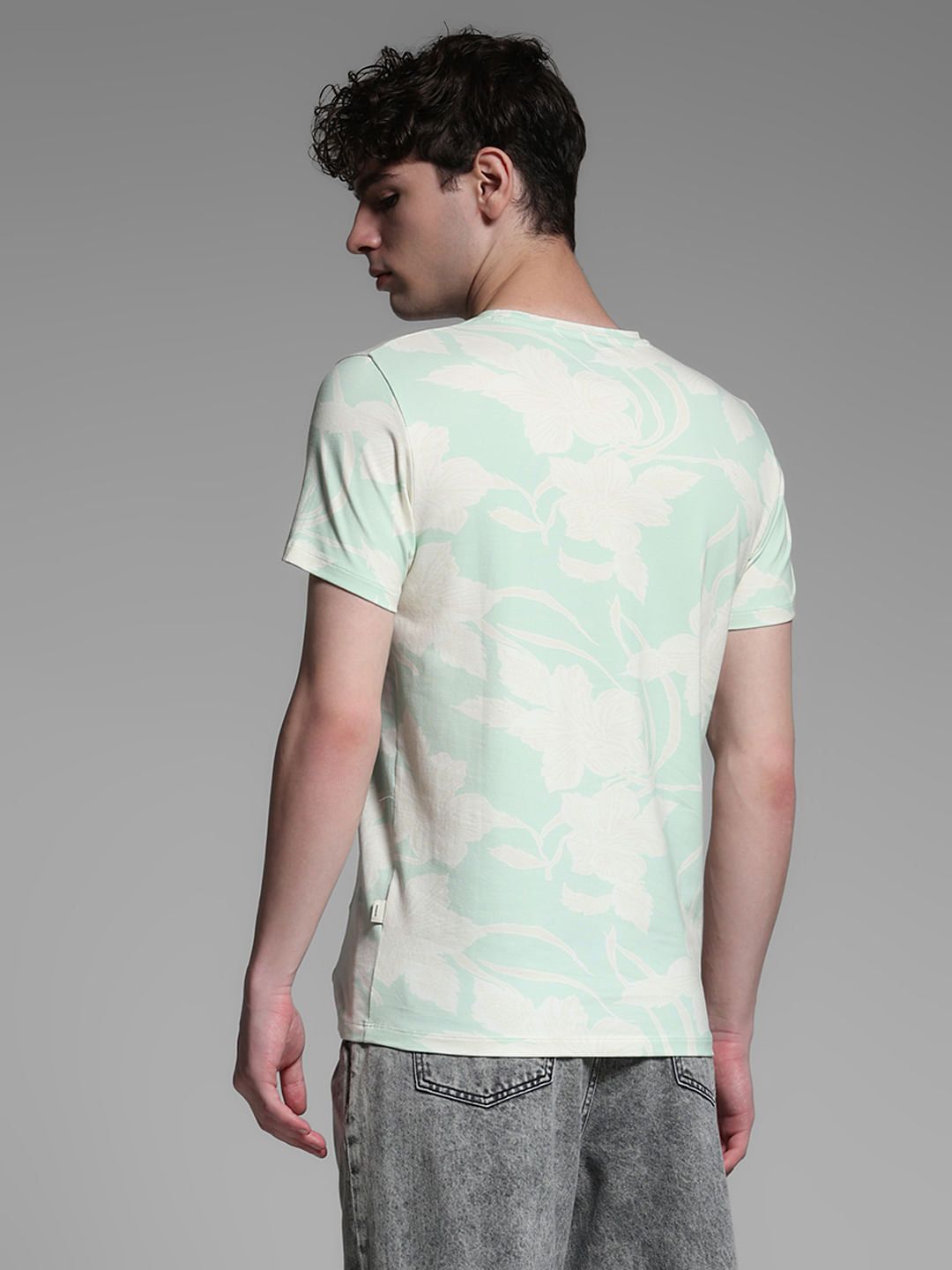 Light Green Printed Crew Neck T-shirt