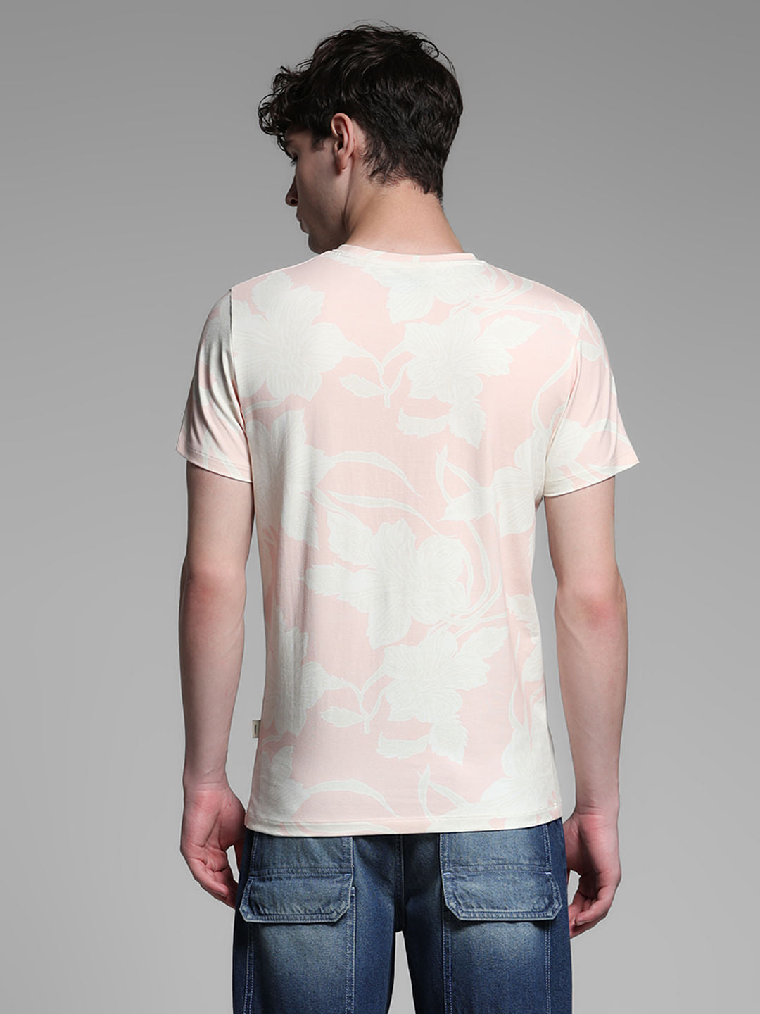 Light Pink Printed Crew Neck T-shirt