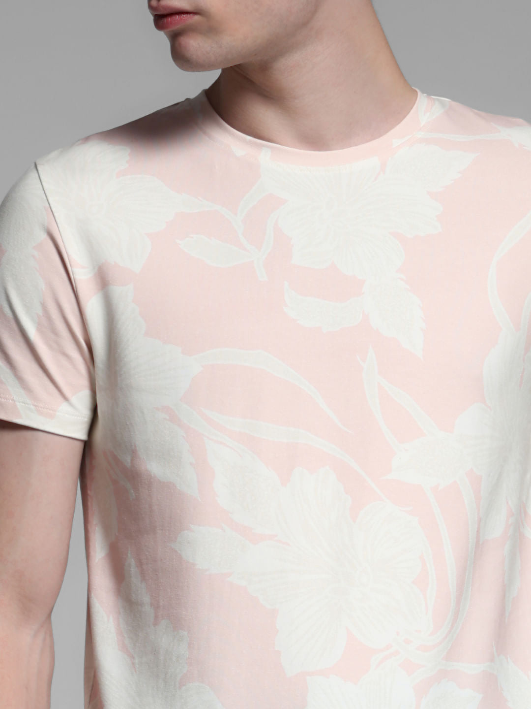 Light Pink Printed Crew Neck T-shirt