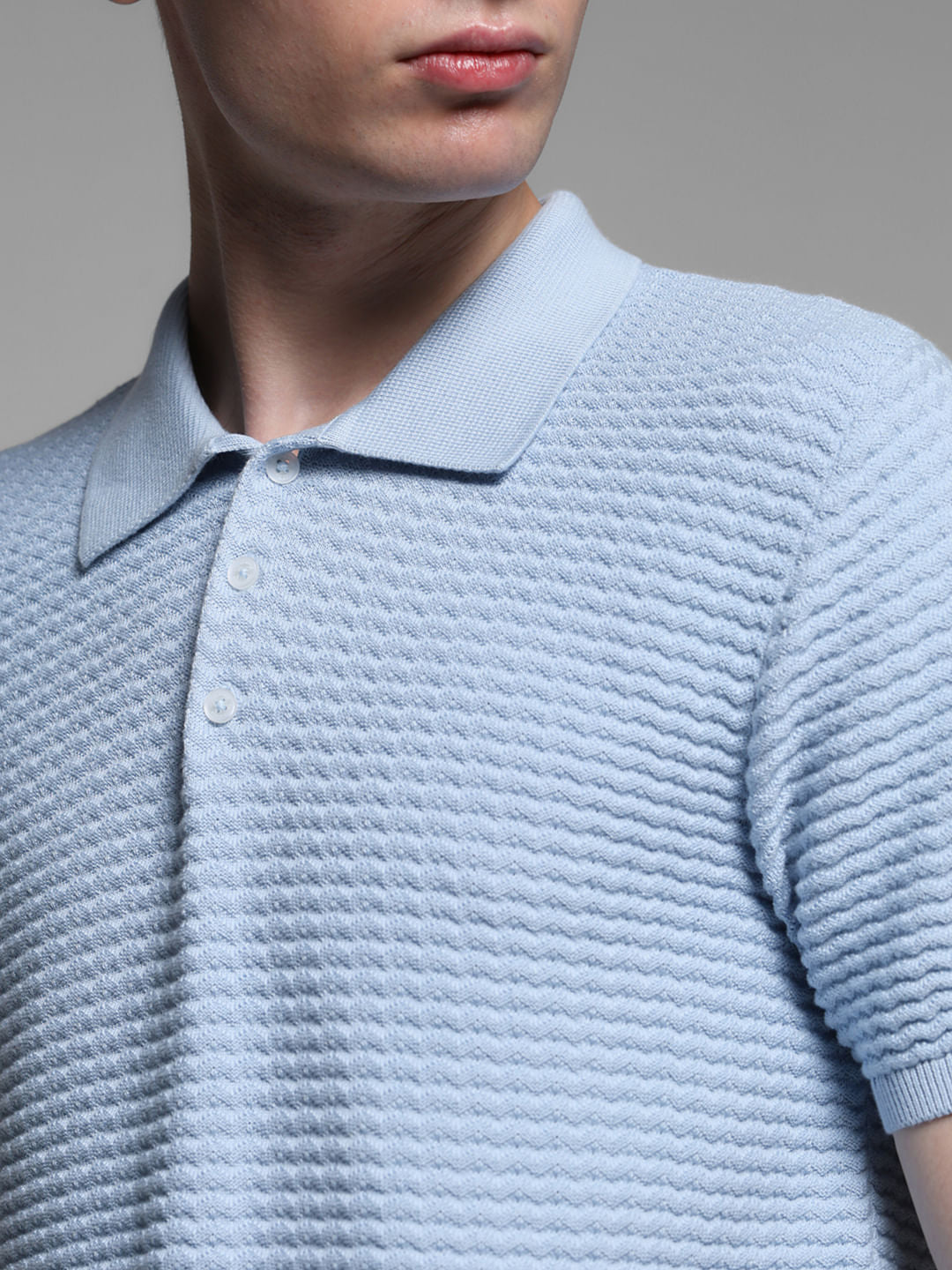BLUE KNITTED POLO
