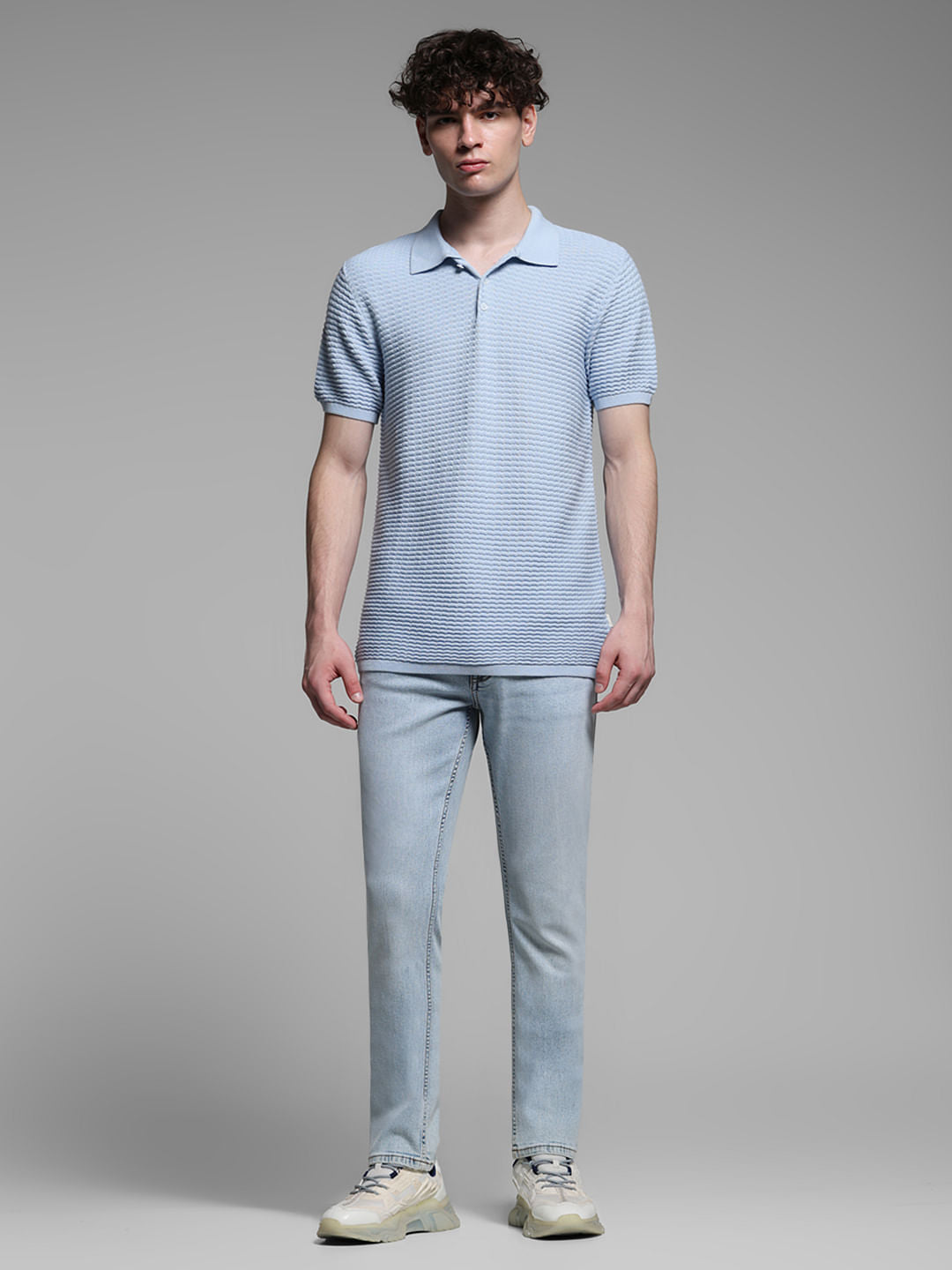 BLUE KNITTED POLO