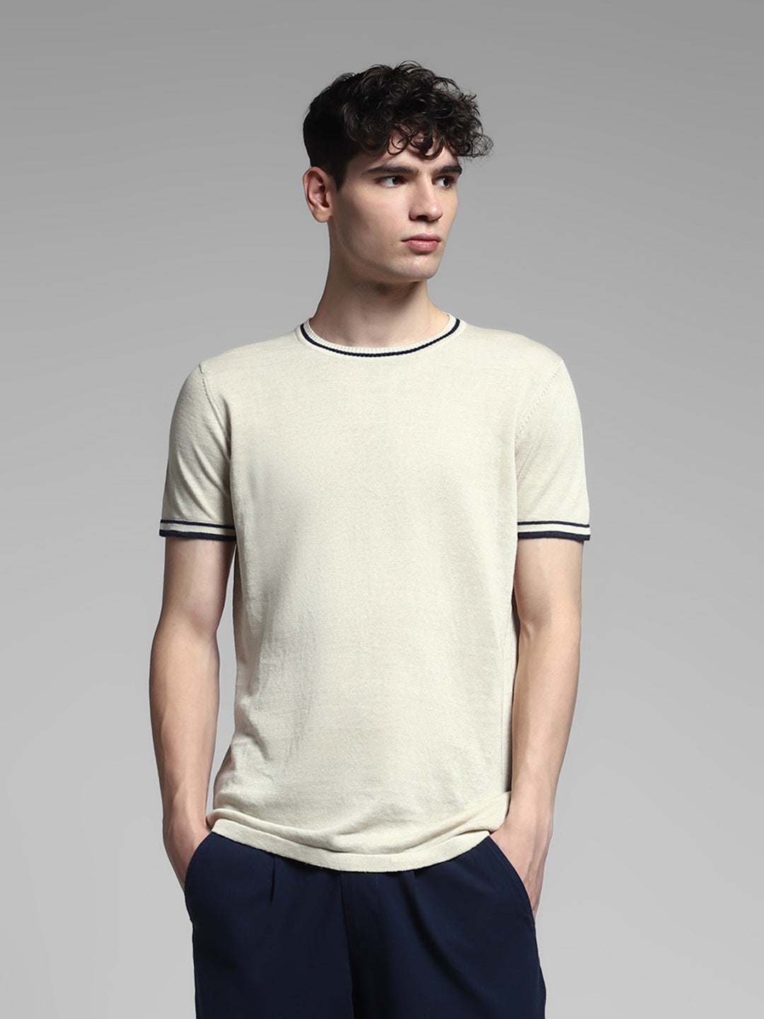 Crew Neck Knitted Pullover - S